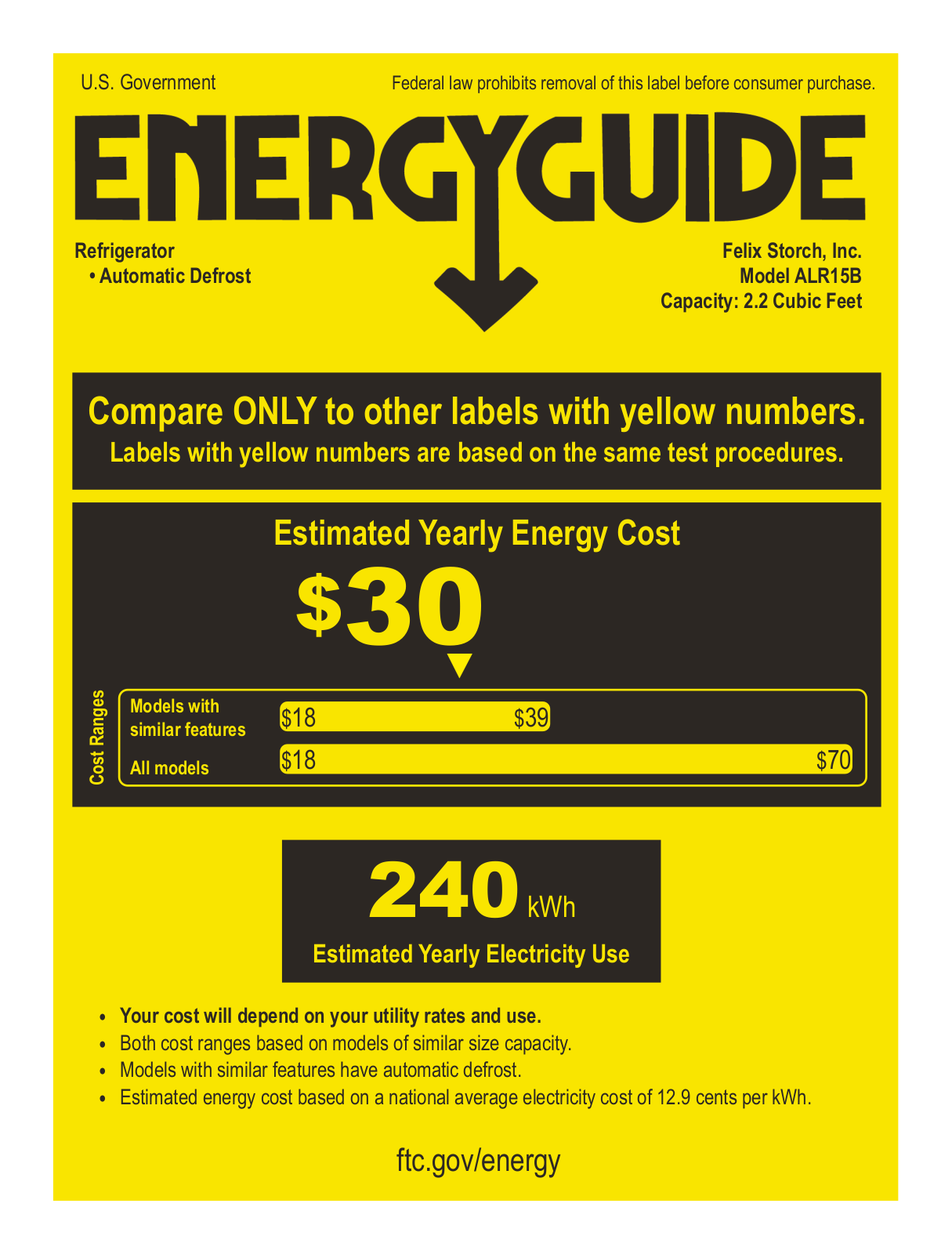 Summit ALR15BLHD Energy manual