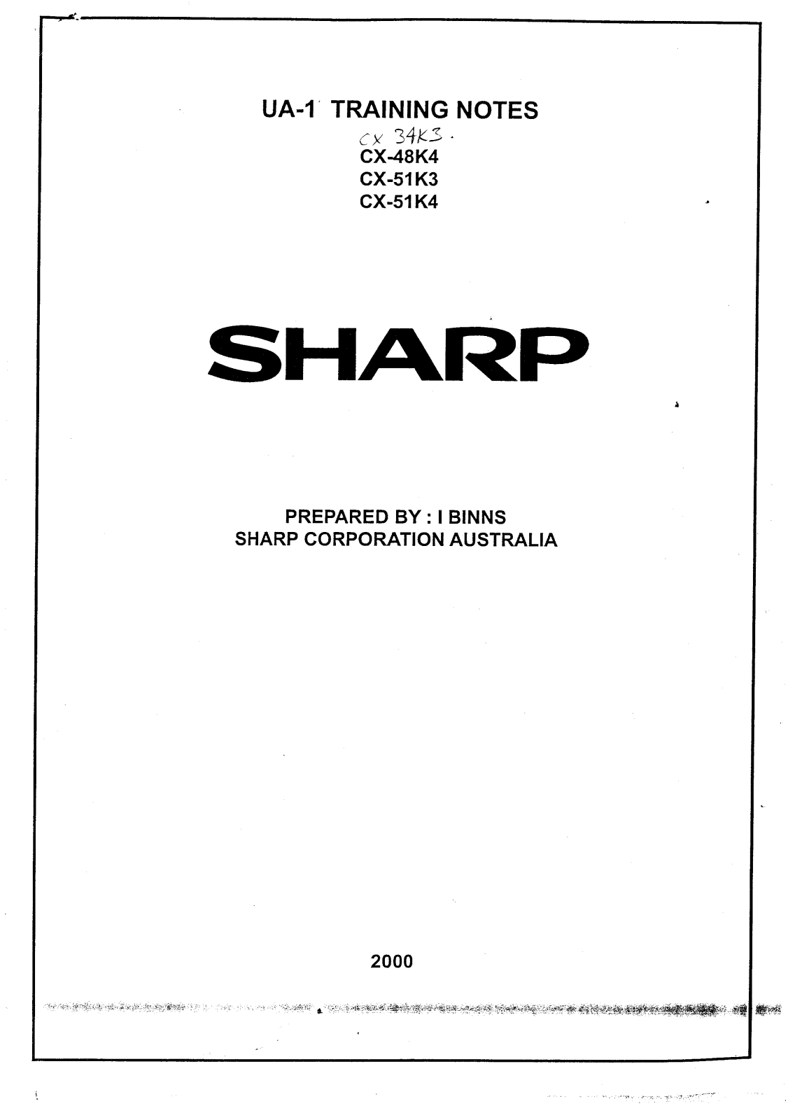 Sharp CX-34K3, CX-48K4, CX-51K3, CX-51K4 Service Manual