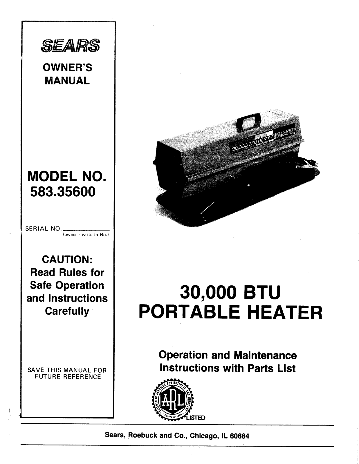 Kenmore 583356001, 583356000 Owner’s Manual