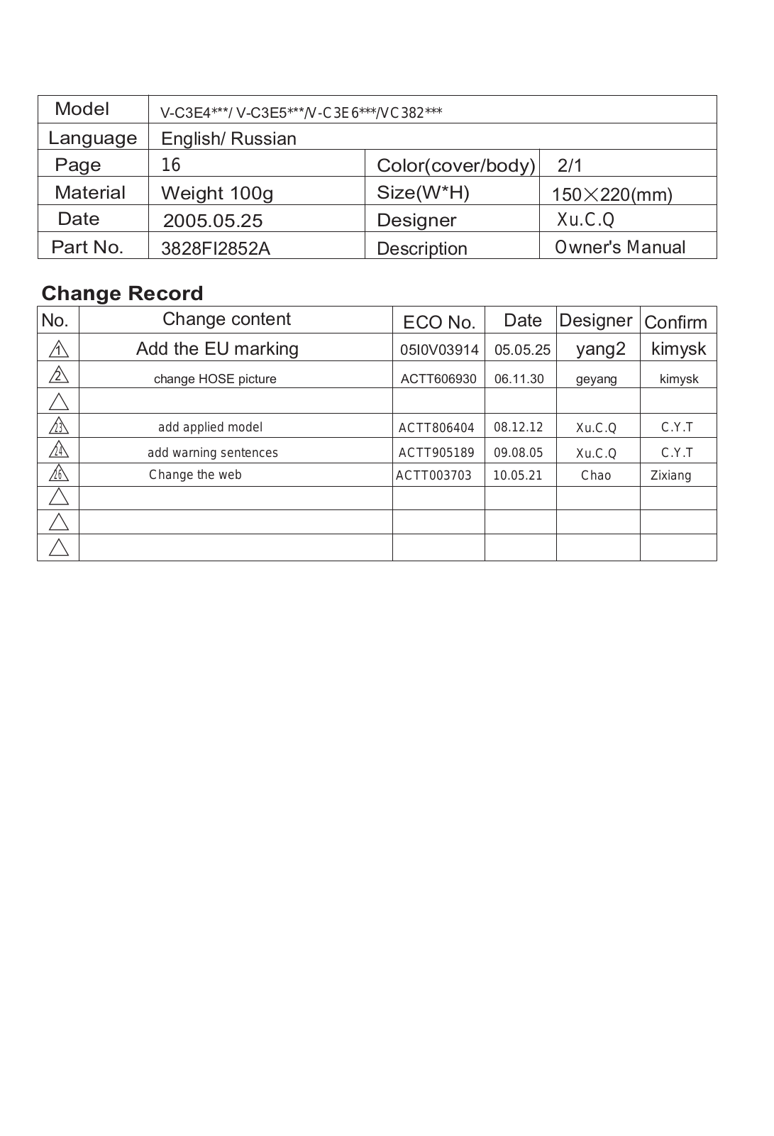 LG VC30141N User Manual