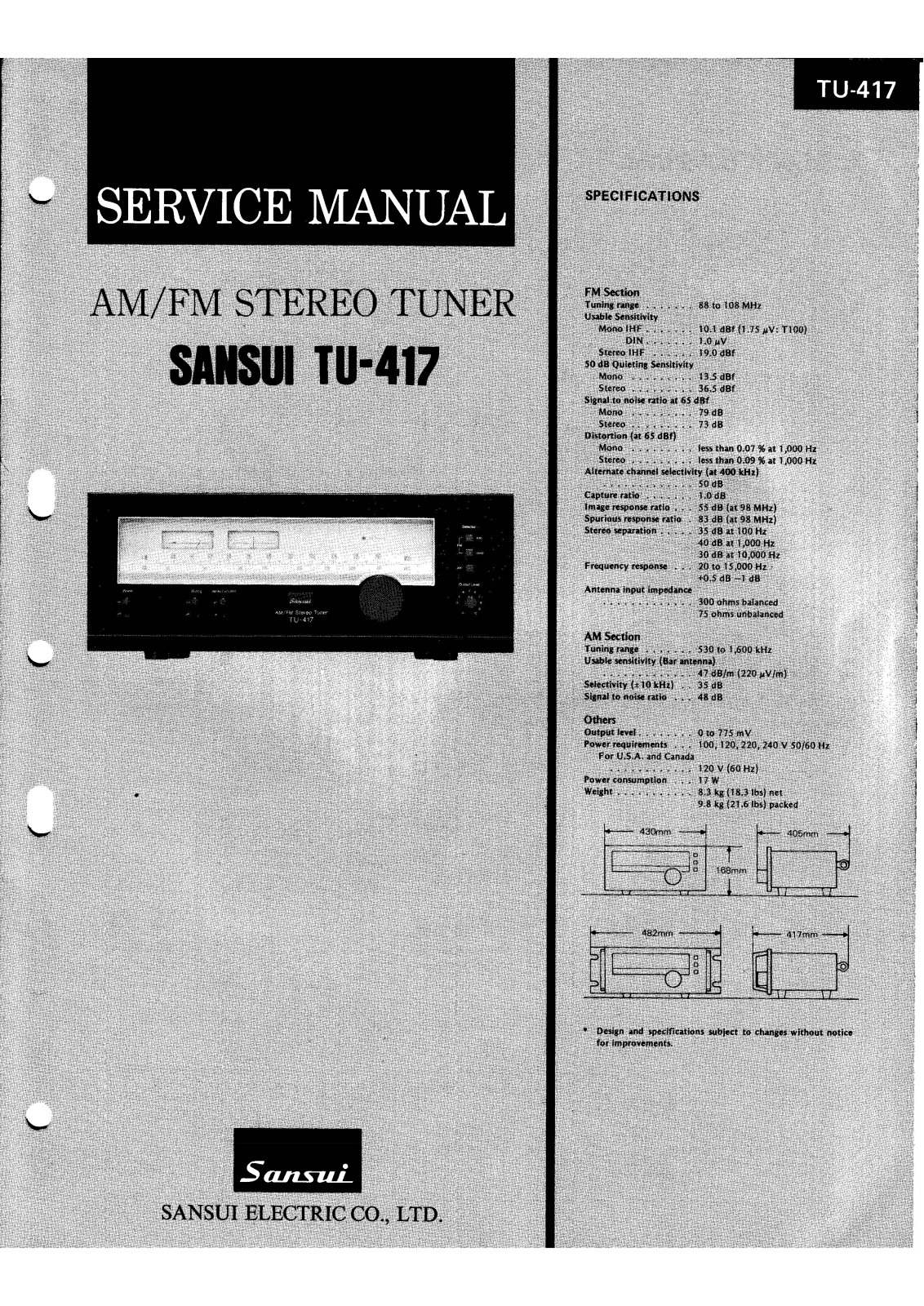 Sansui TU-417 Service Manual