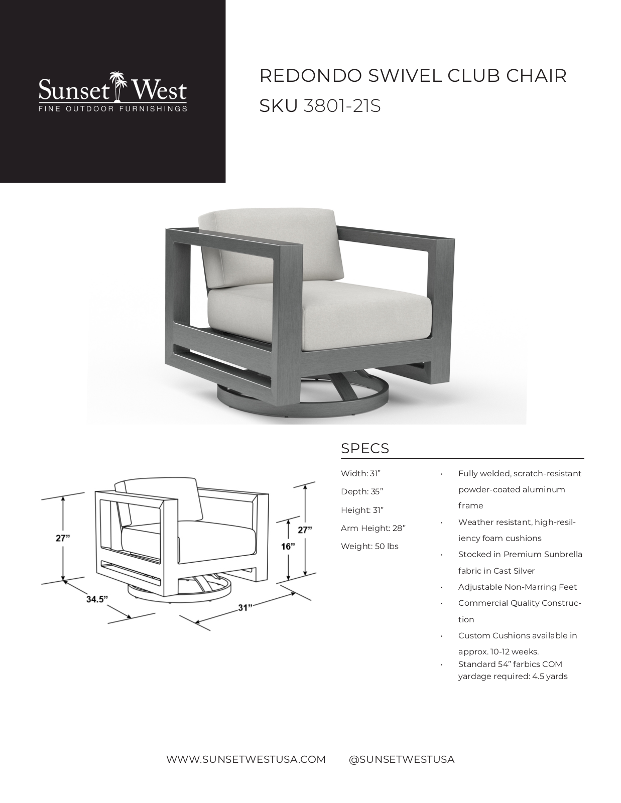 Sunset West W008786525 Specifications - ManualMachine.com