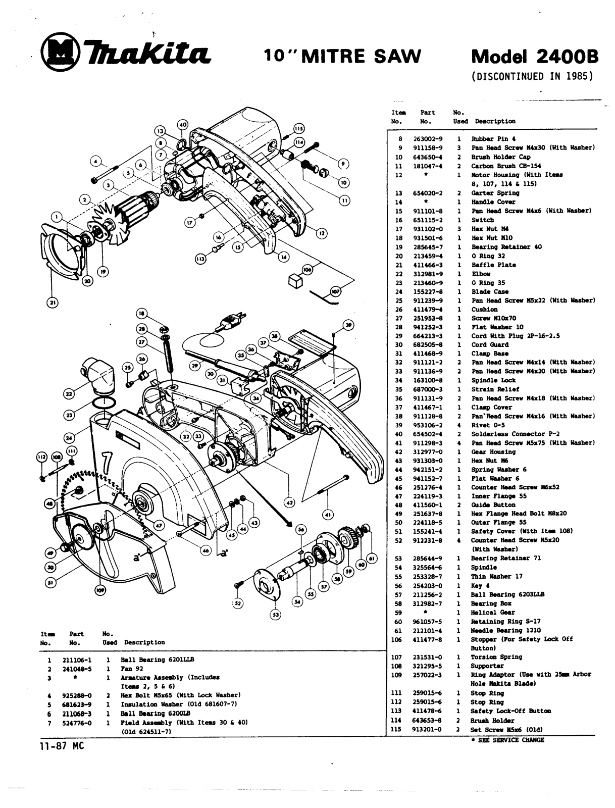 Makita 2400B User Manual