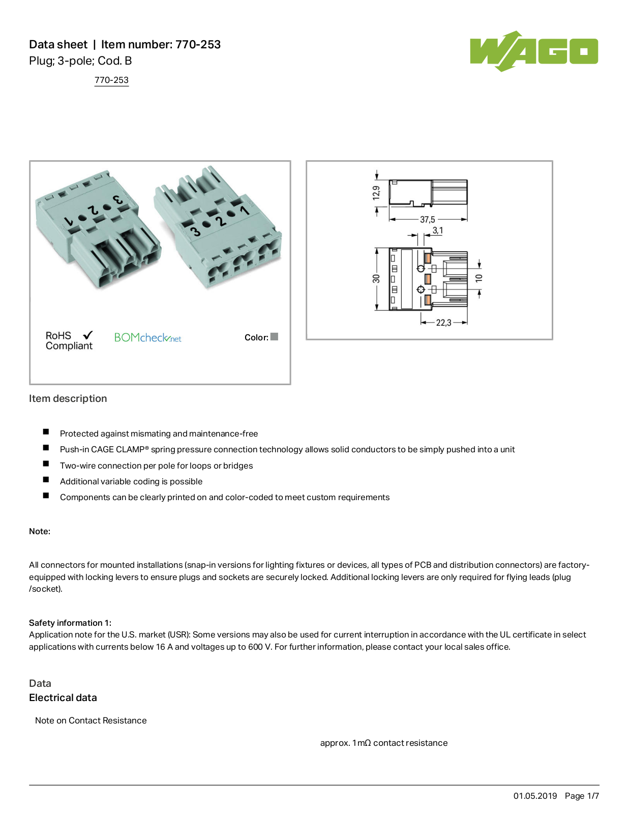 Wago 770-253 Data Sheet