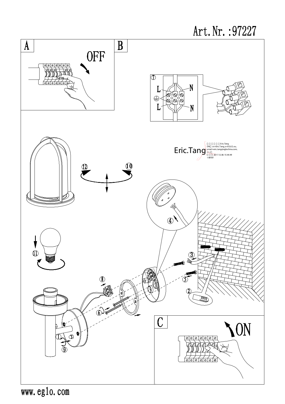 Eglo 97227 Service Manual