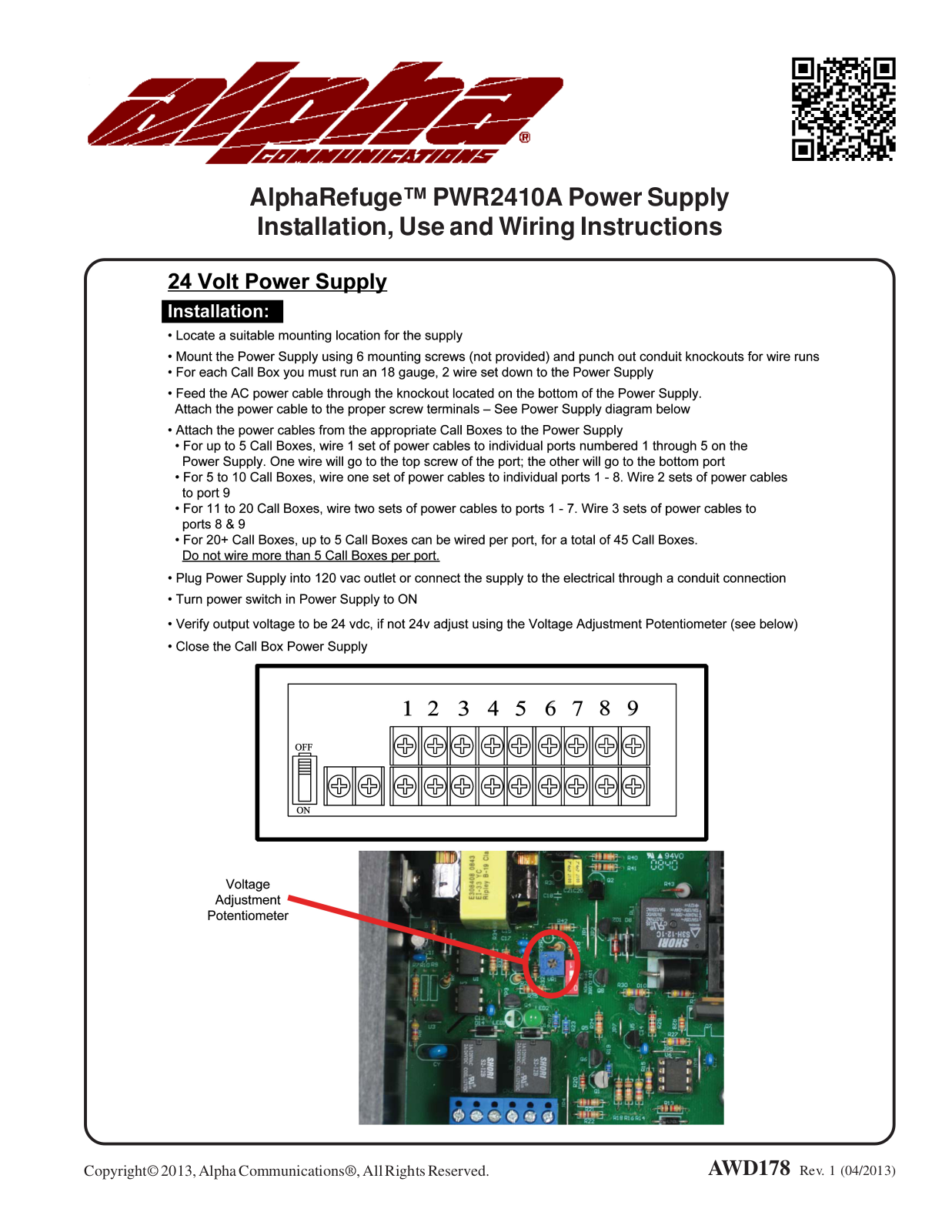 Alpha PWR2410A Installation Manual