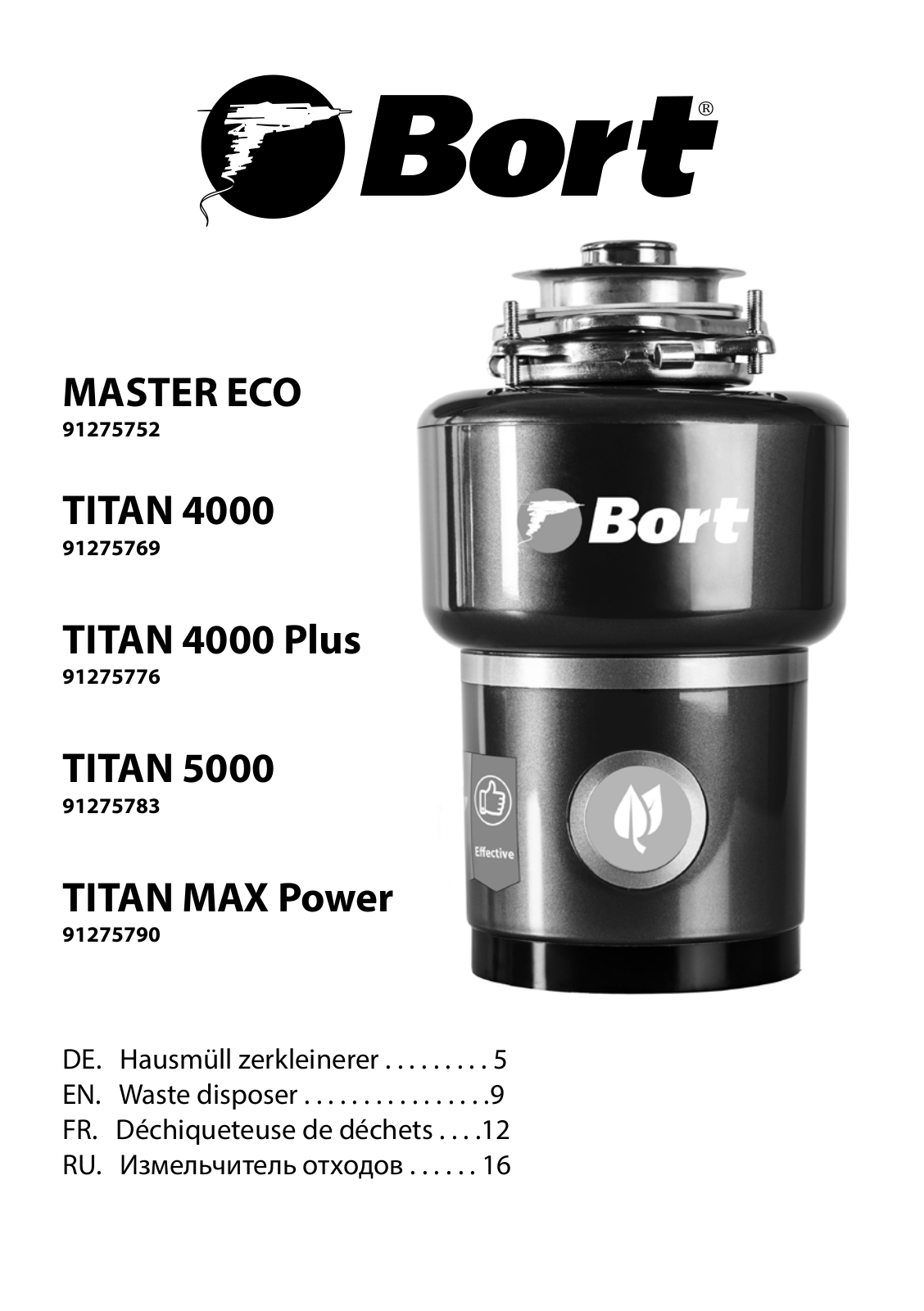 Bort MASTER ECO, TITAN 4000, TITAN 4000 Plus, TITAN 5000, TITAN MAX Power User manual