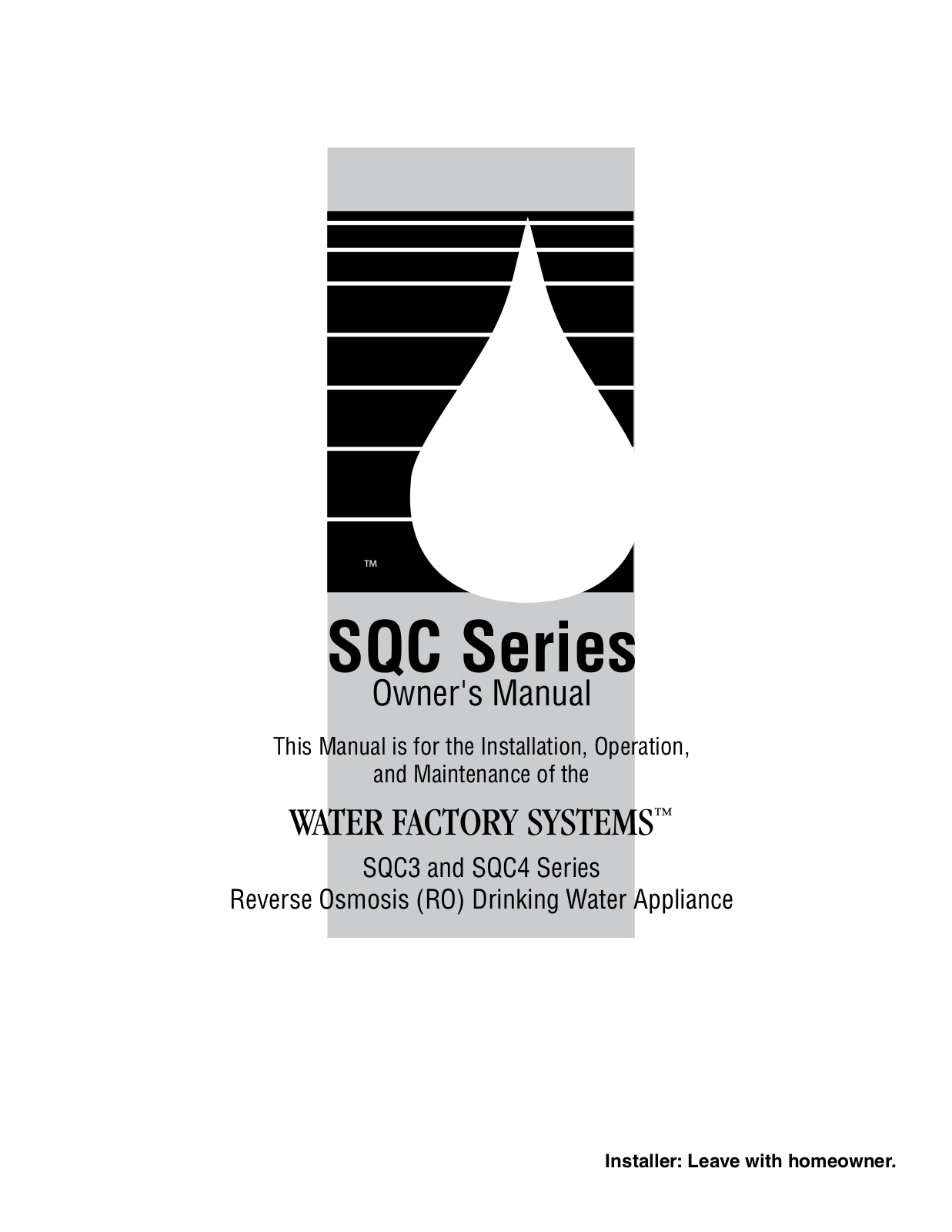 Water Factory Systems SQC 4 User Manual