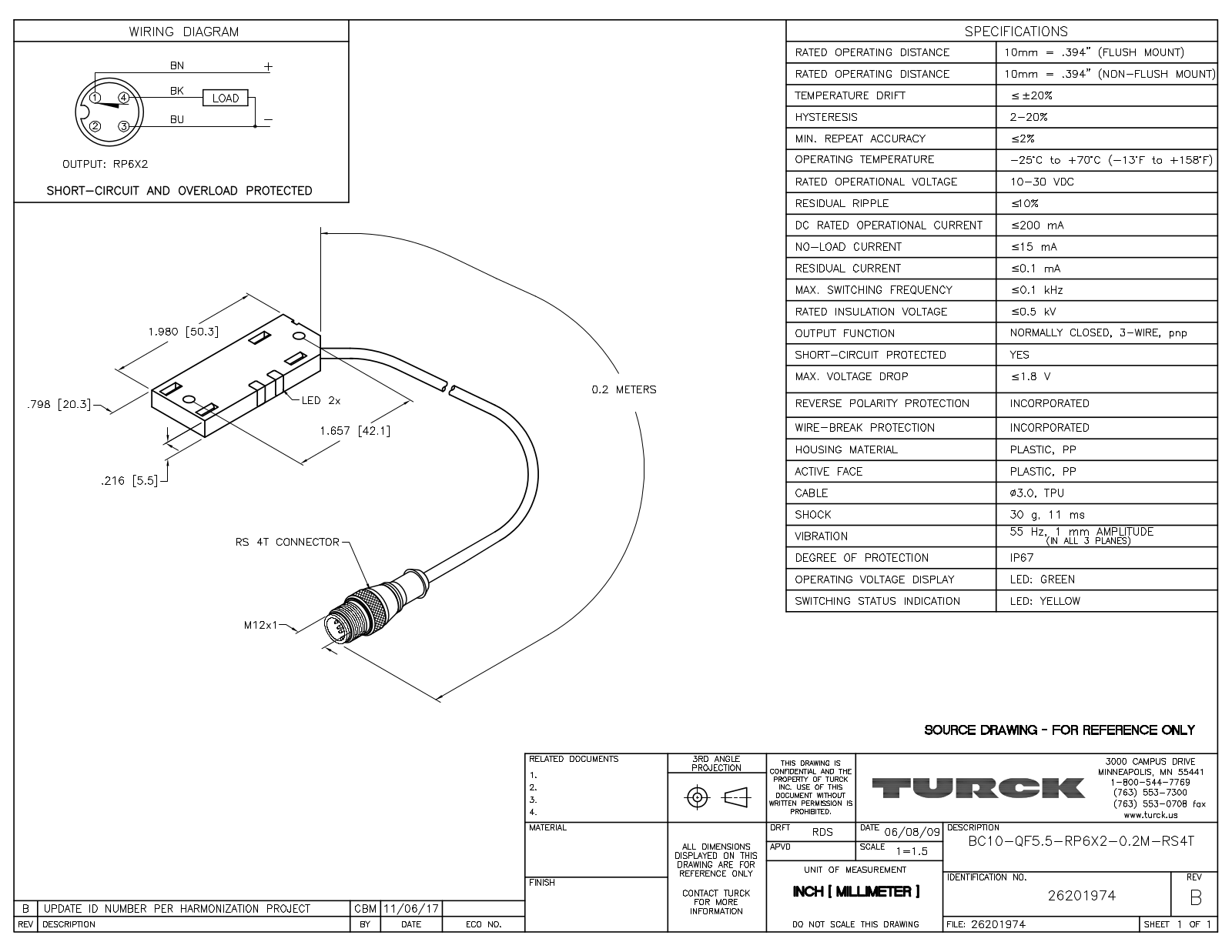 Turck BC10-QF5.5-RP6X2-0.2-RS4T Data Sheet