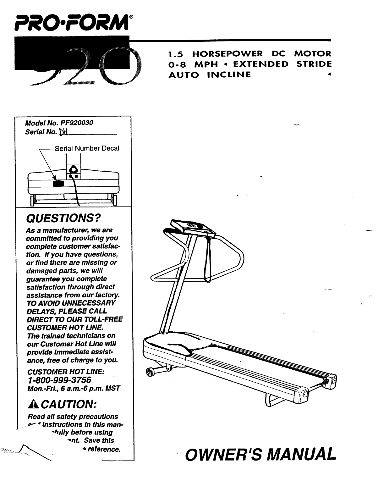 ProForm PF920030 User Manual