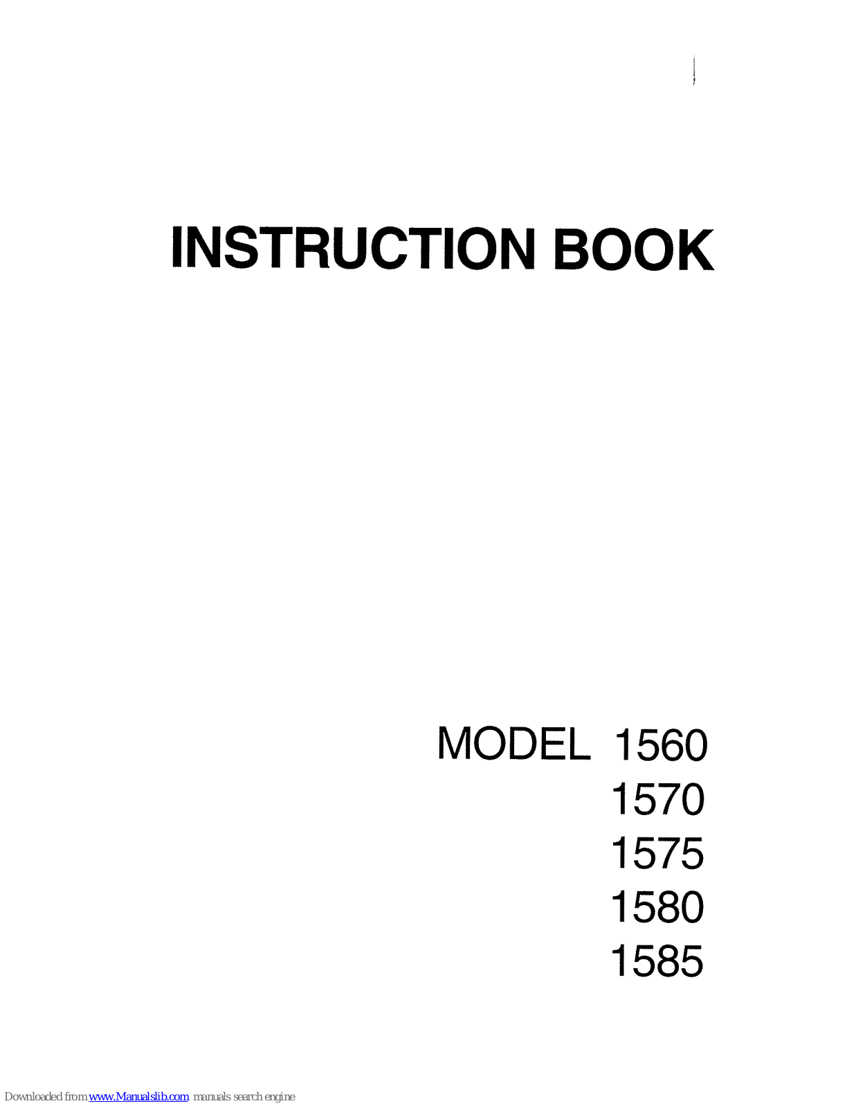 Janome 1560, 1585, 1570, 1575, 1580 Instruction Book