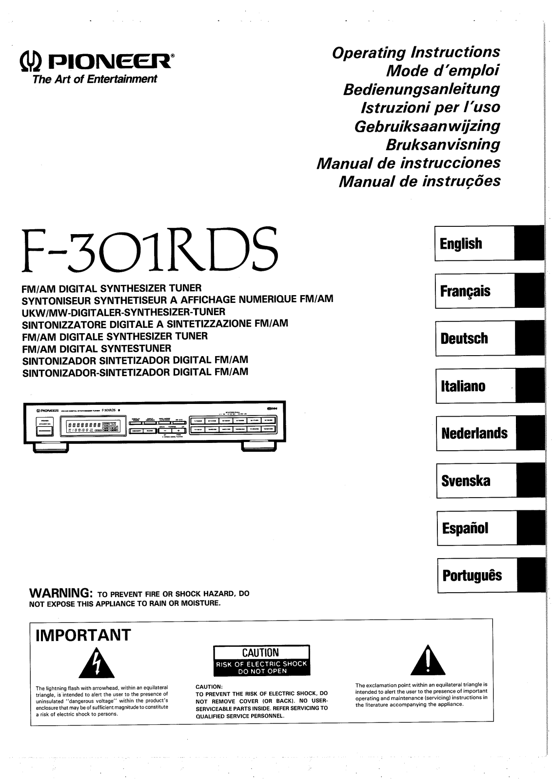 PIONEER F-301RDS User Manual