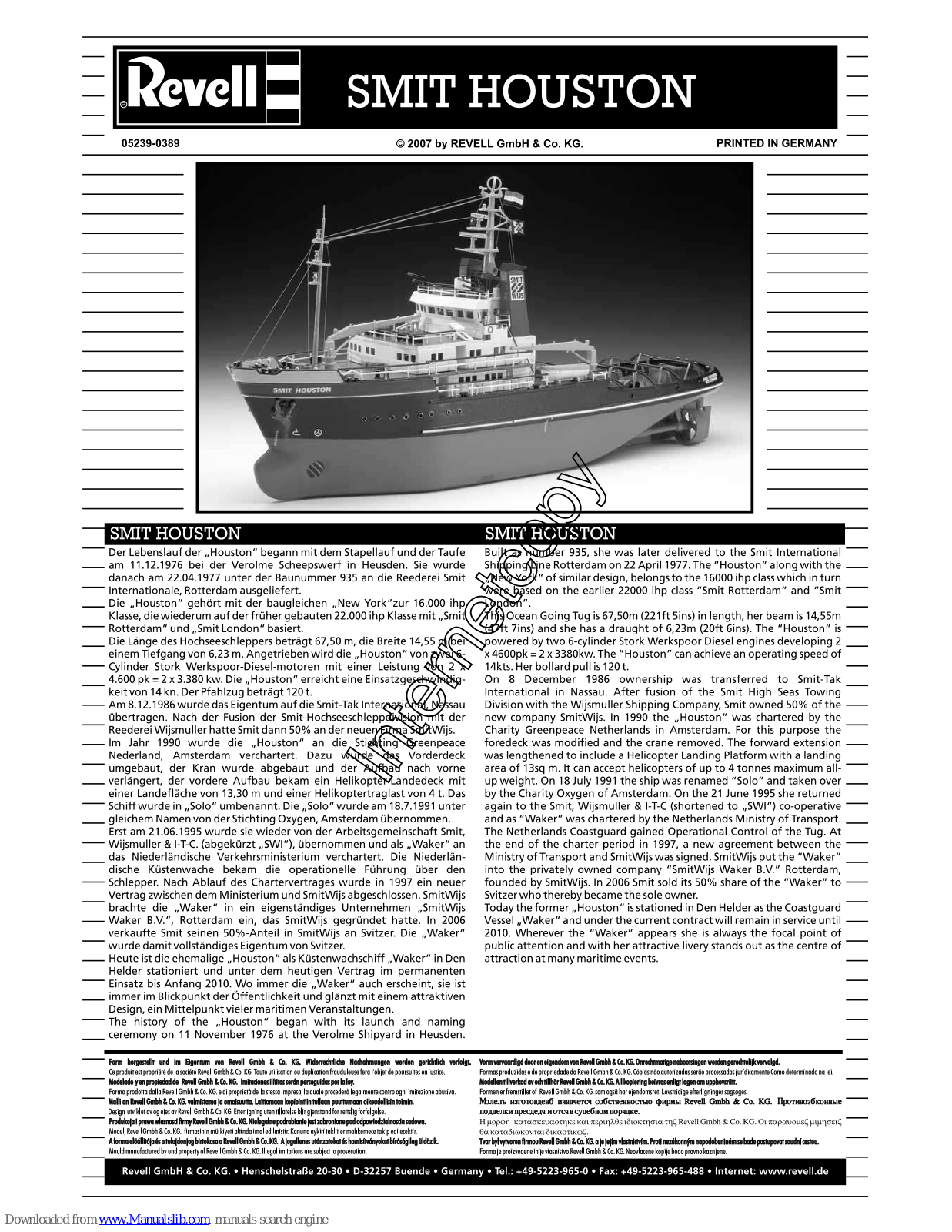 REVELL Smit Houston Assembly Manual