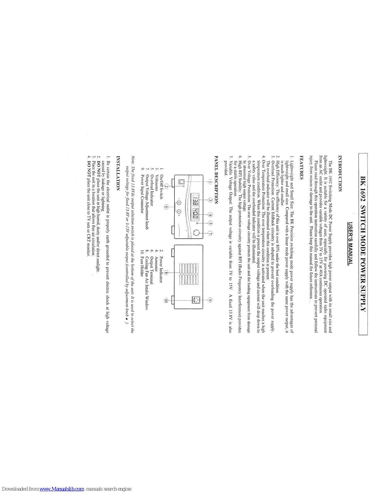 B&K 1692 User Manual