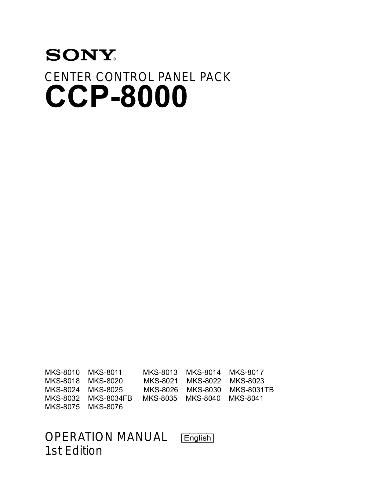 Sony CCP8000E User Manual