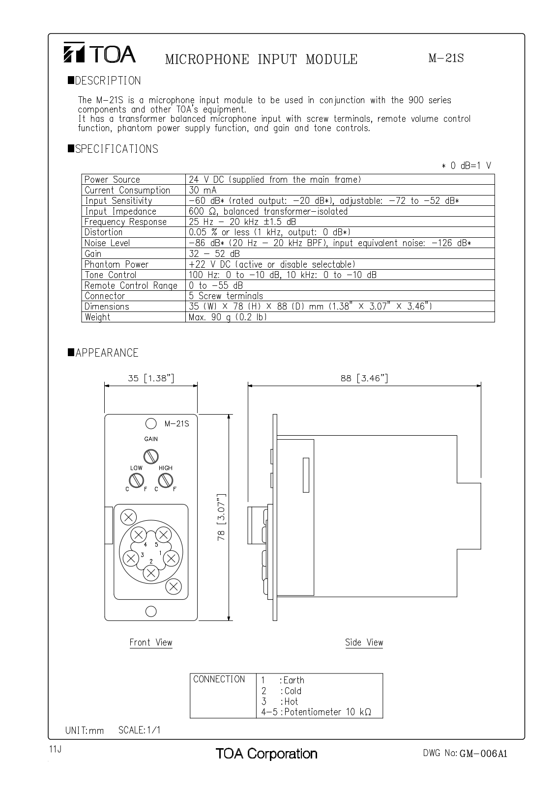 TOA M-21S User Manual