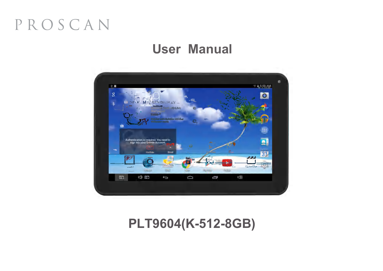 Proscan PLT9604, K-512-8GB User Manual