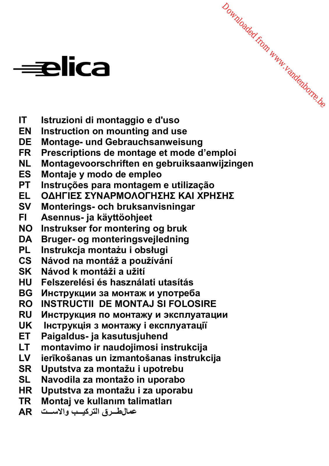 ELICA ELLE User Manual