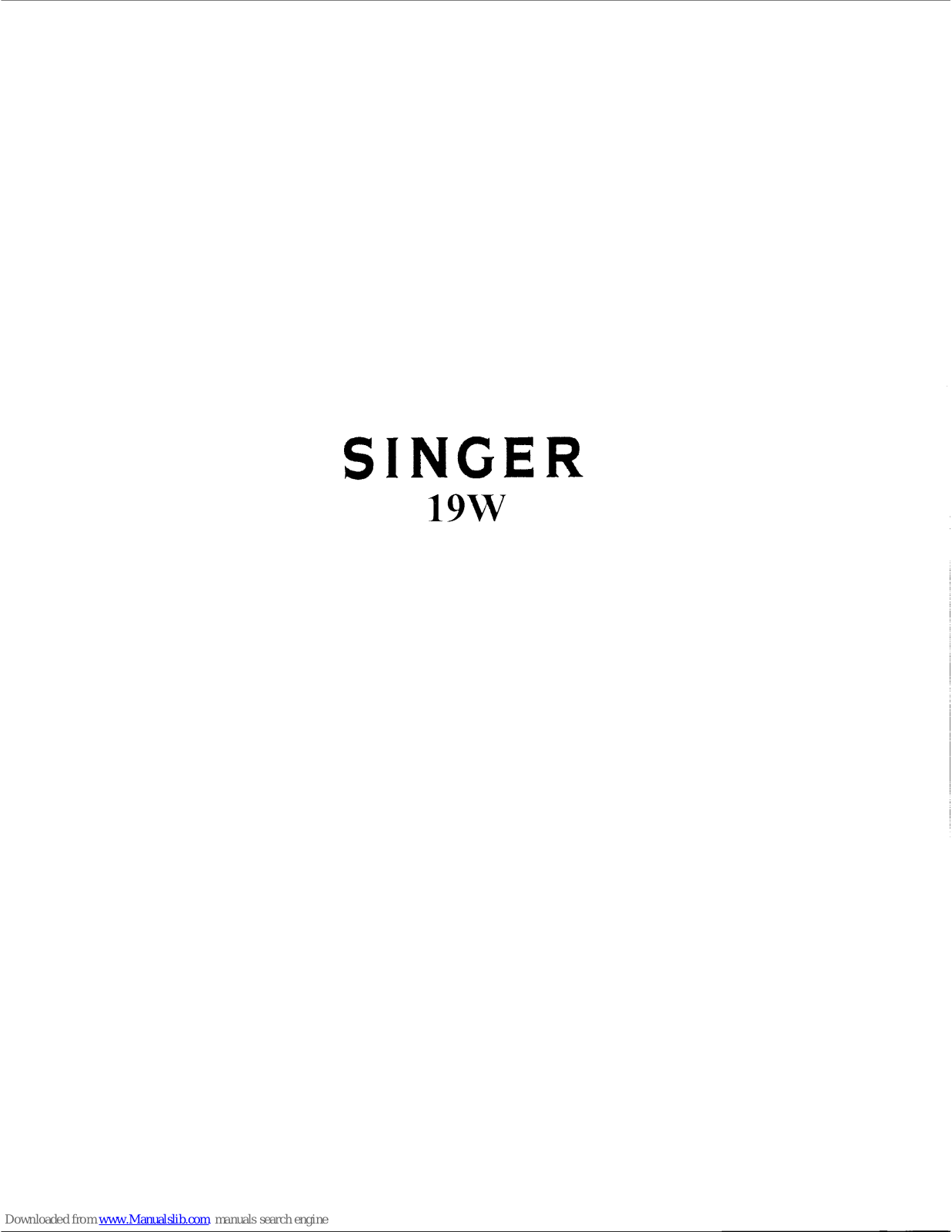 Singer 19W Instructions Manual - ManualMachine.com
