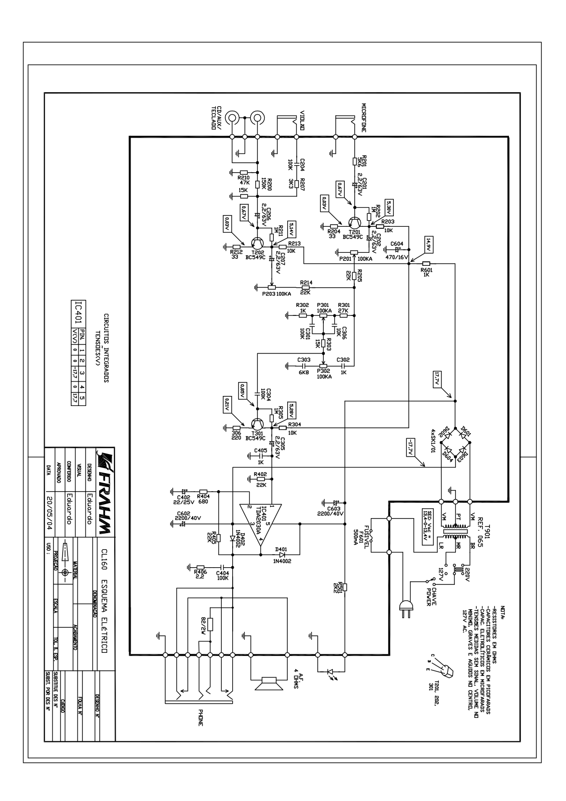 FRAHM CL160 Schematic