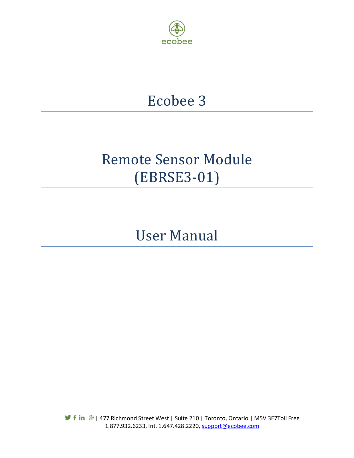 Ecobee EBRSE3-01 User Manual - ManualMachine.com