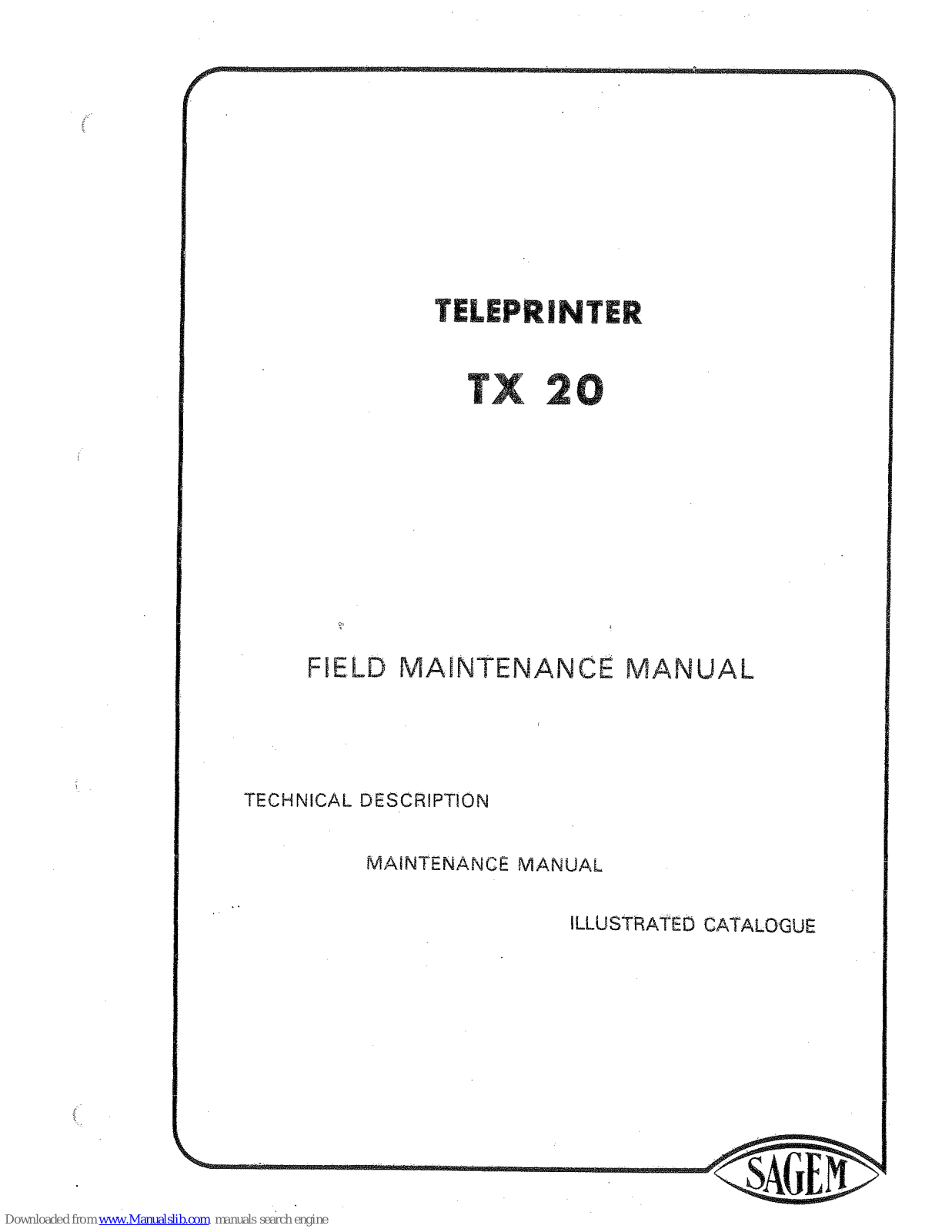 Sagem TX 20 Field Maintenance Manual