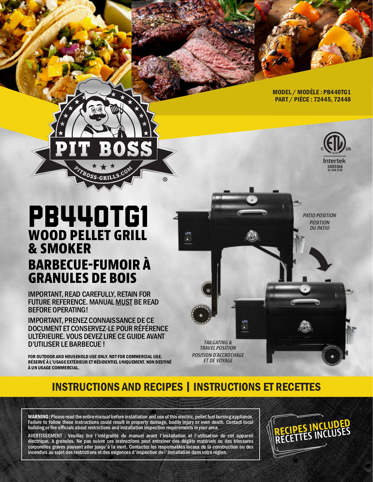 Pit boss PB440TG1 User Manual