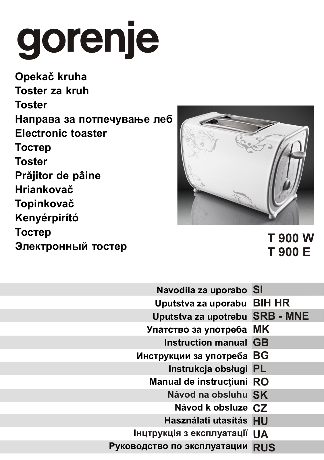 Gorenje T 900 E User Manual