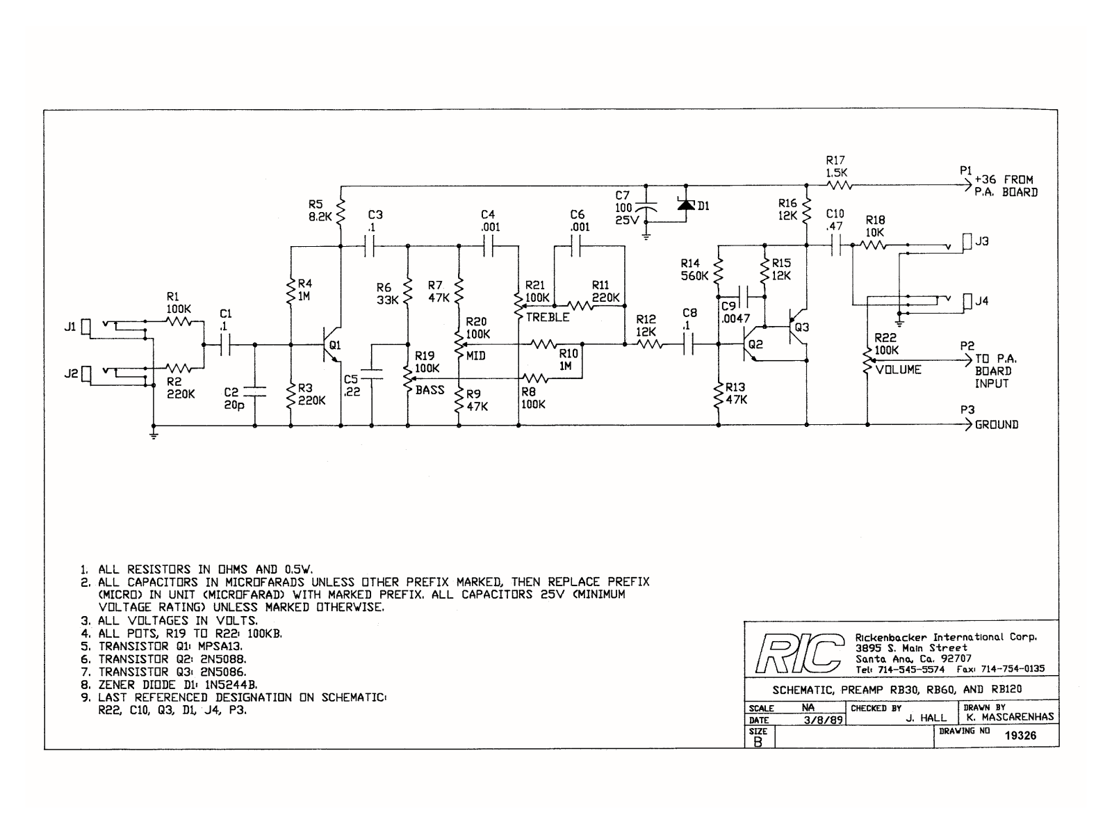 Rickenbacker rb60, rb30, rb120 schematic - ManualMachine.com