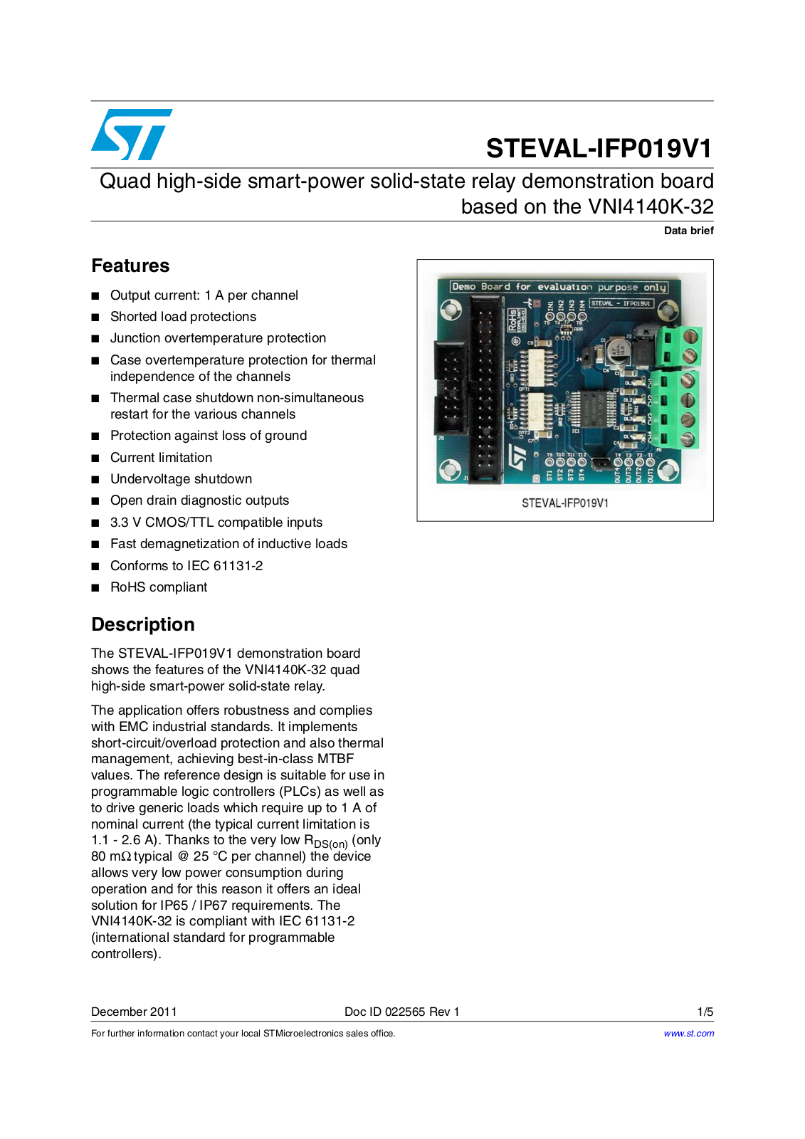 ST IFP019V1 User Manual