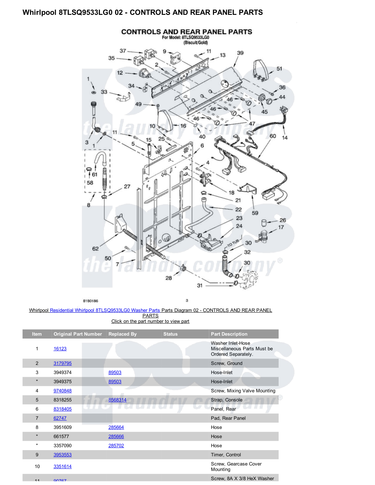 Whirlpool 8TLSQ9533LG0 Parts Diagram