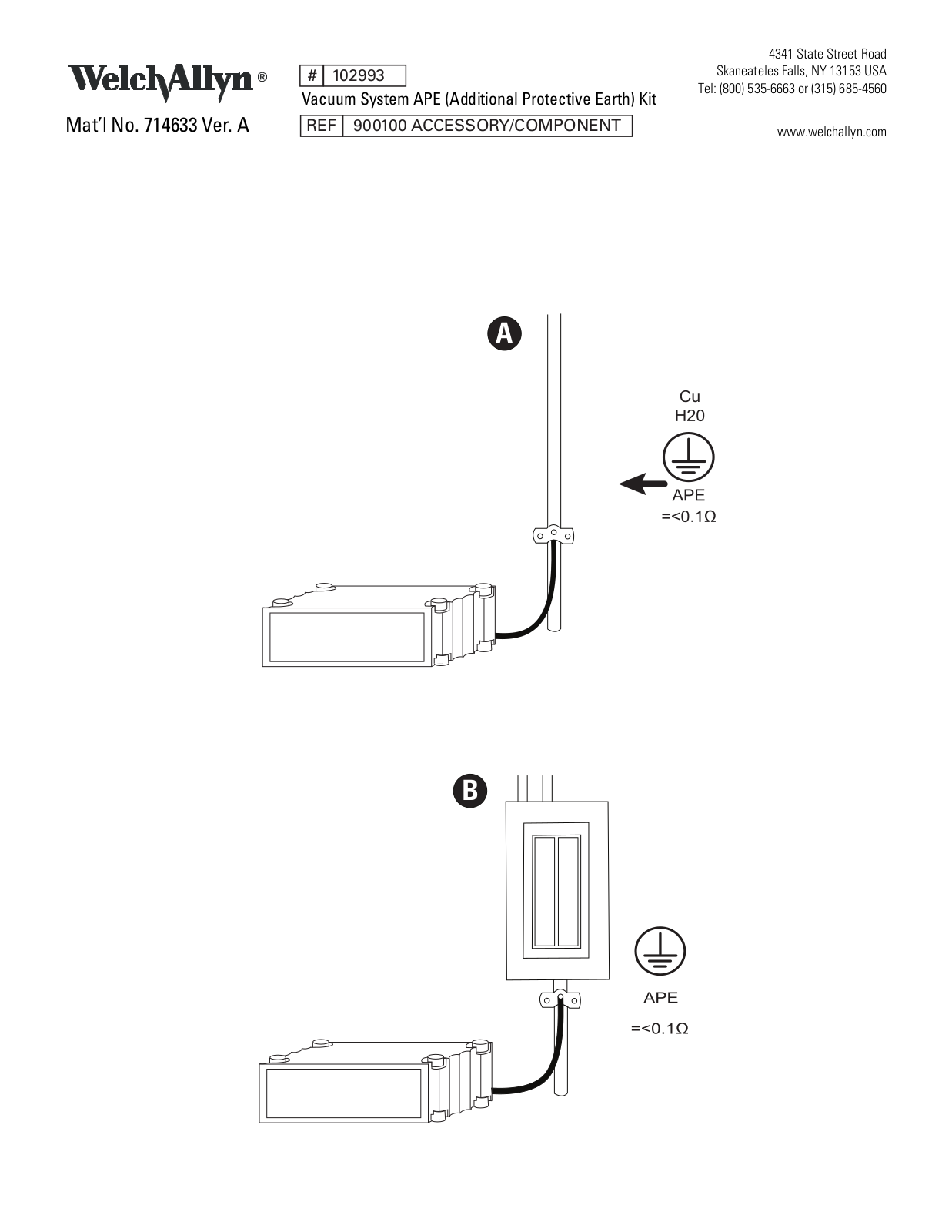 Welch Allyn Vacuum System APE User Manual