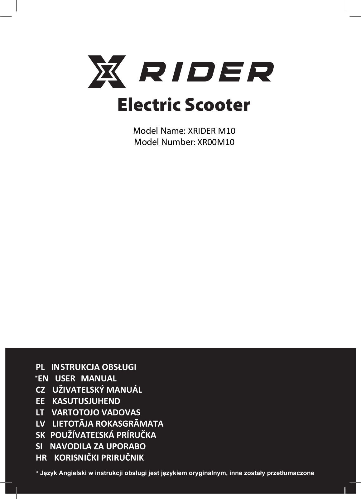XRIDER M10, XR00M10 User guide - ManualMachine.com