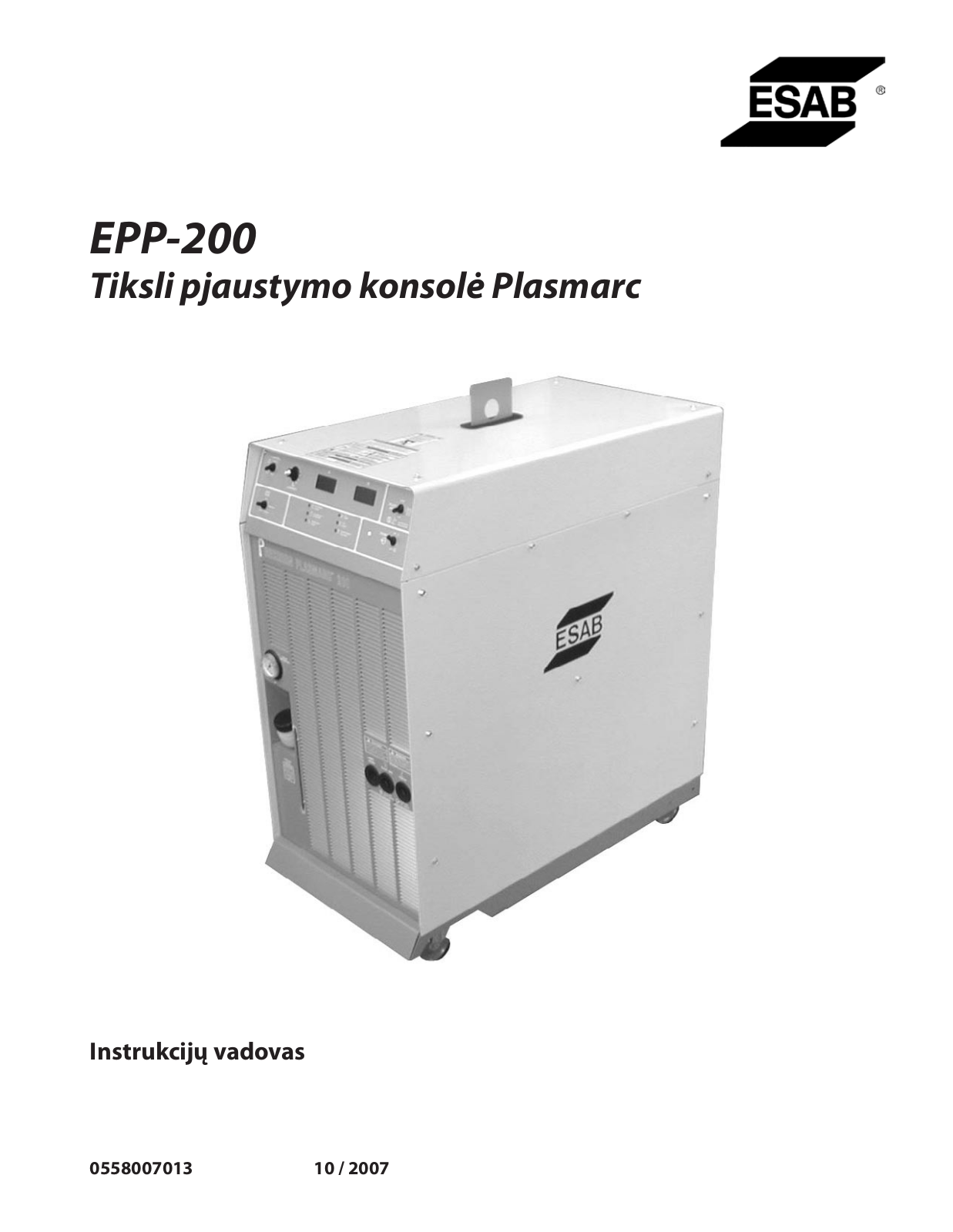 ESAB EPP-200 Precision Plasmarc Cutting System Instruction manual