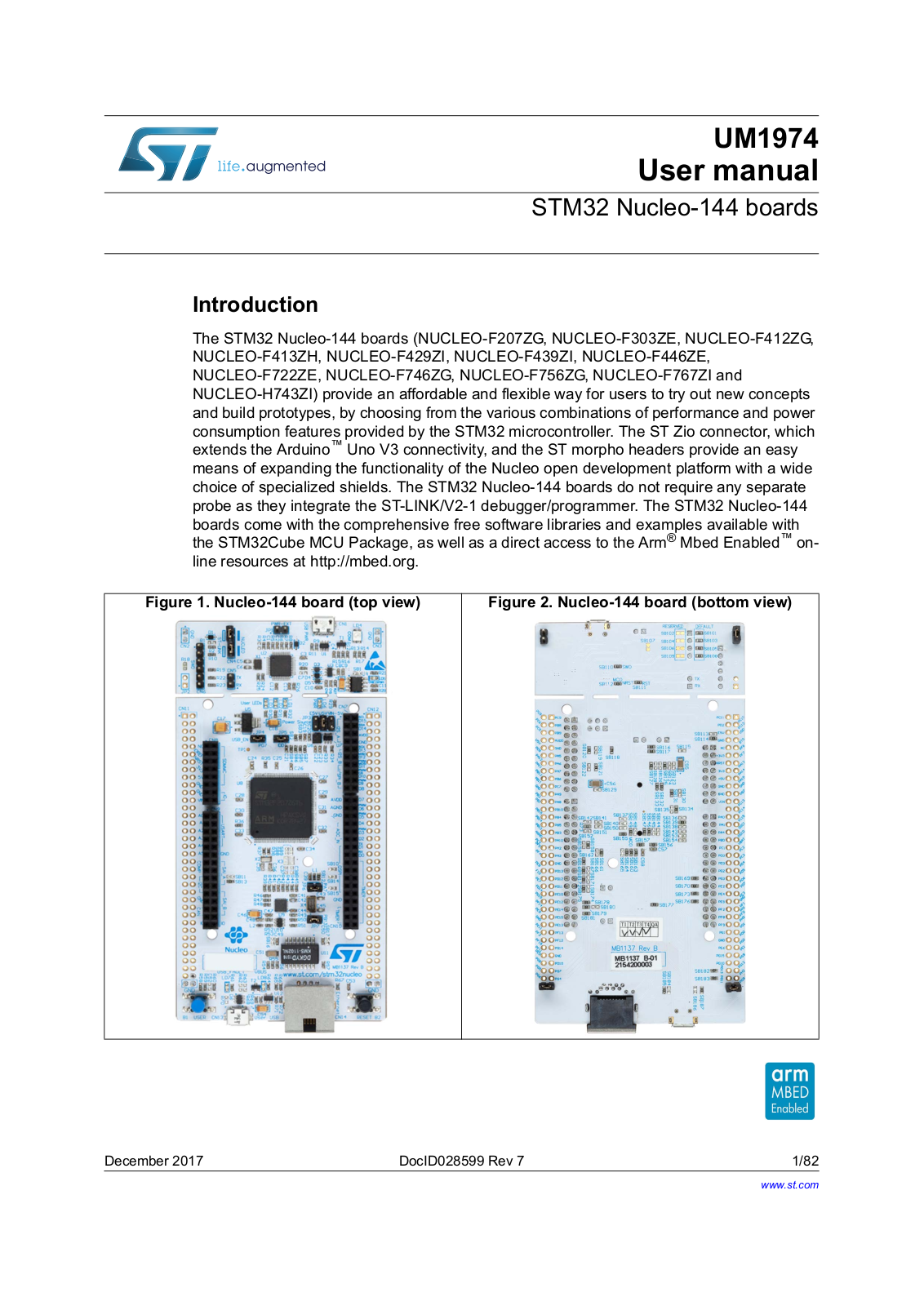 STMicroelectronics NUCLEO-F446ZE, NUCLEO-F412ZG, NUCLEO-F303ZE, NUCLEO-F439ZI, NUCLEO-F722ZE User Manual