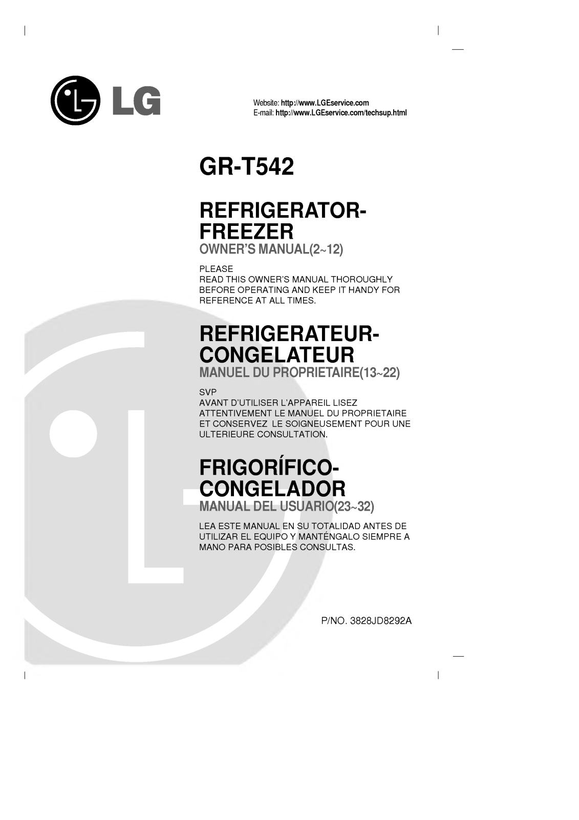 LG GR-T542 User Manual