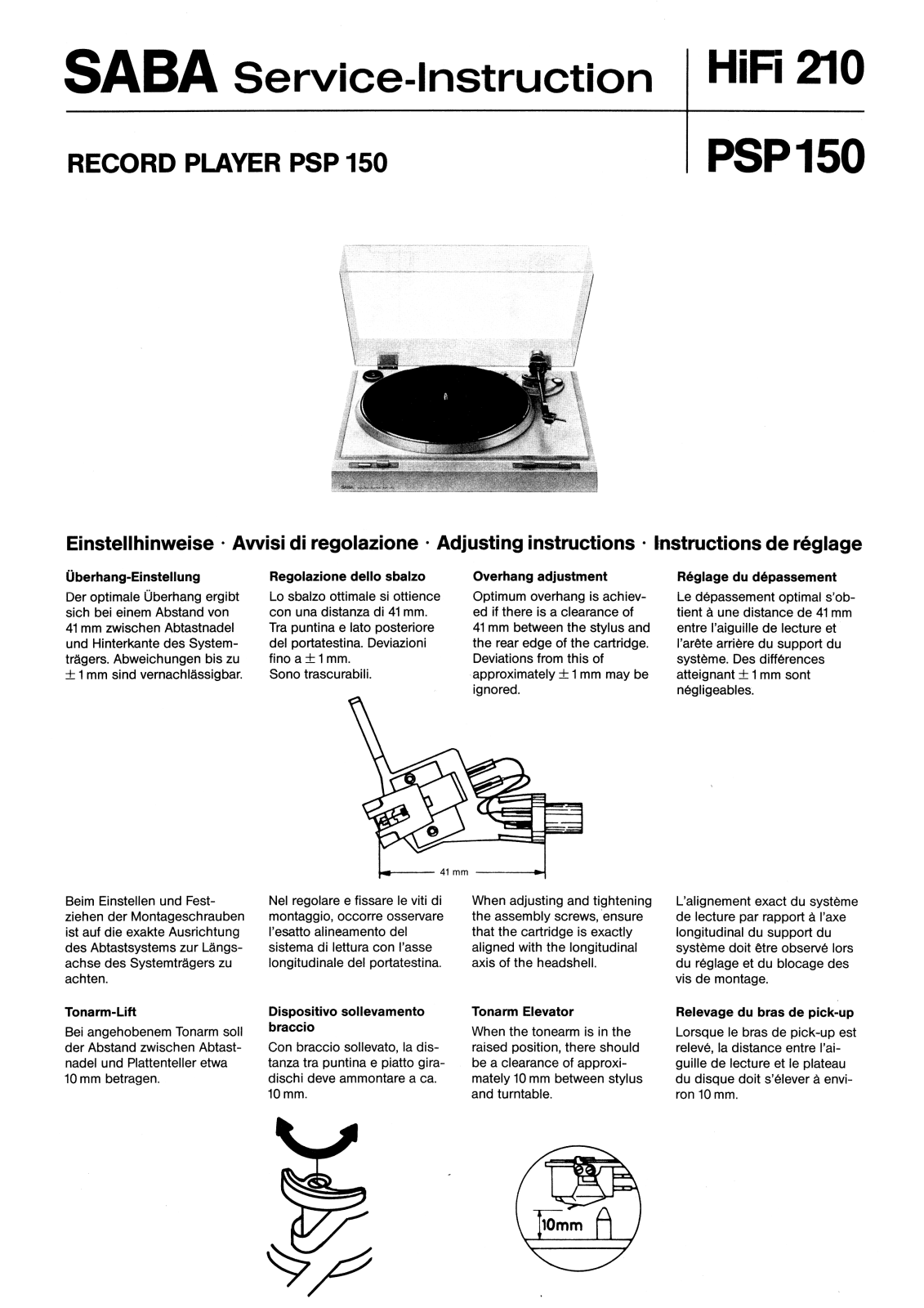 Saba PSP-150 Service Manual