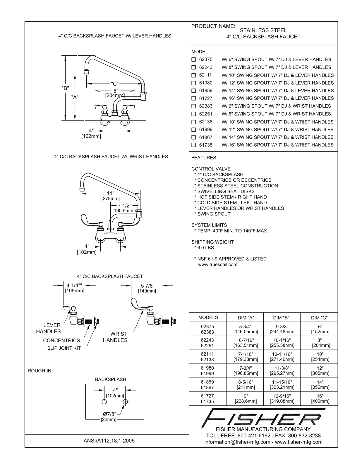 Fisher Manufacturing 61735 User Manual