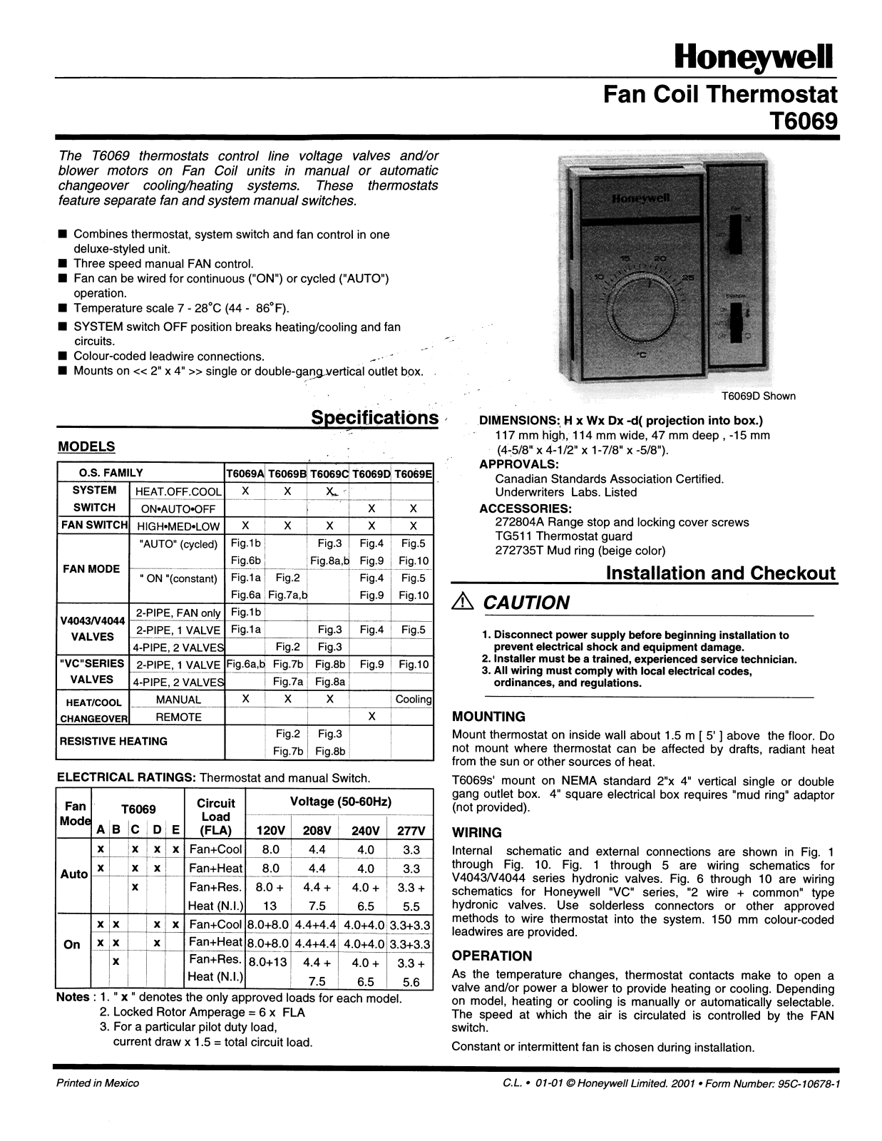 Honeywell T6069 User Manual 2