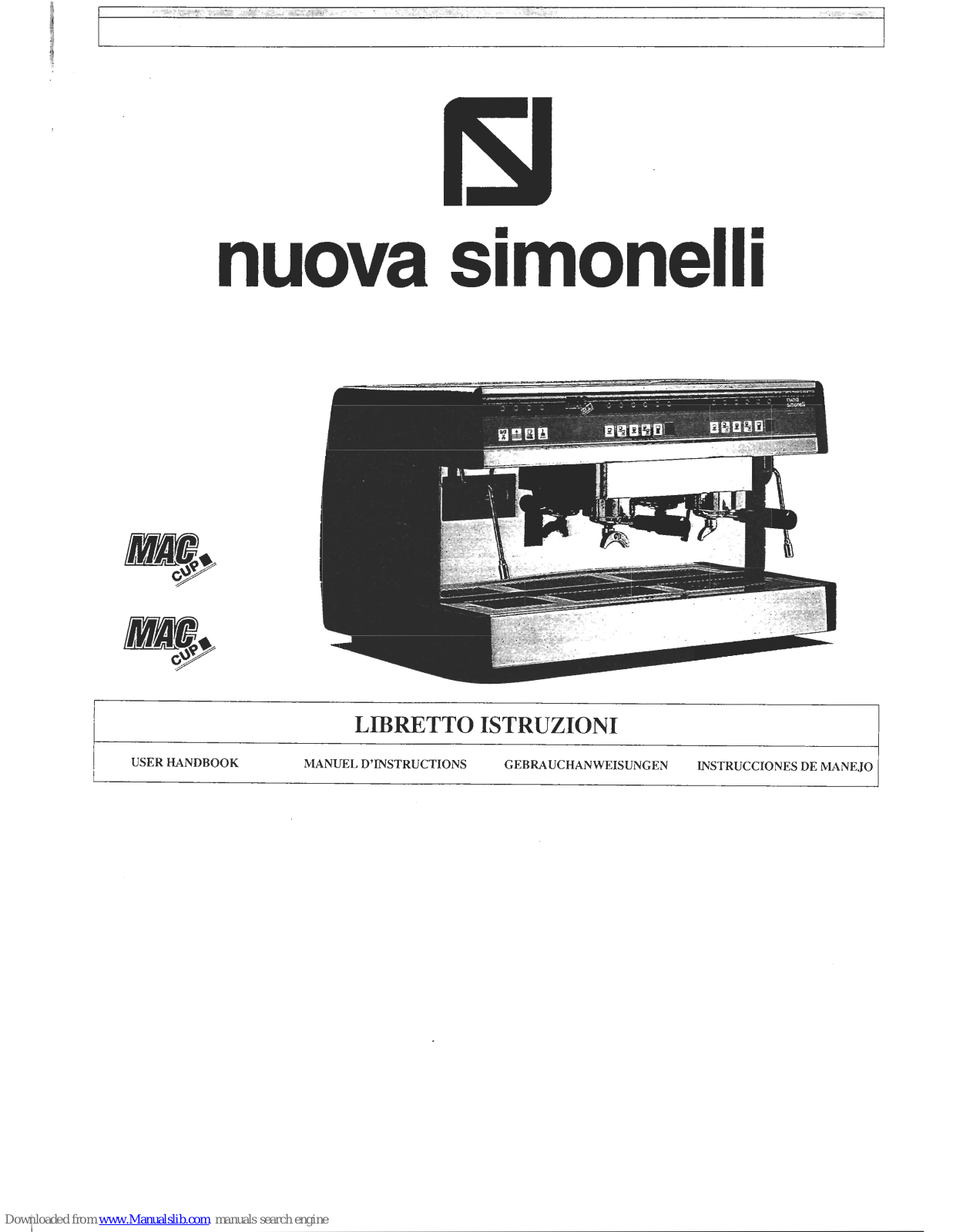 Nuova Simonelli Mac Cup V User Handbook Manual