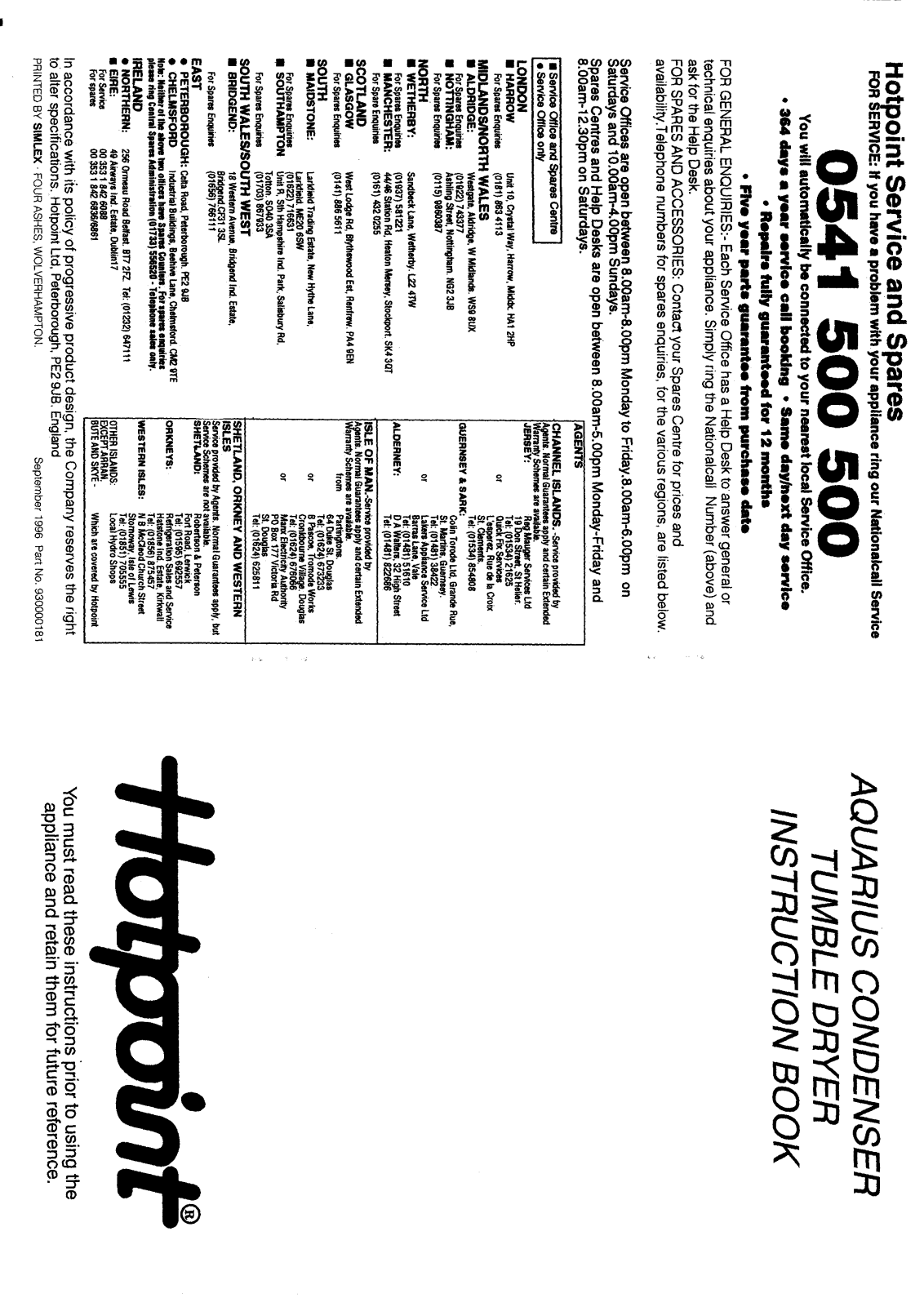 Hotpoint-Ariston HBTC11 User Manual