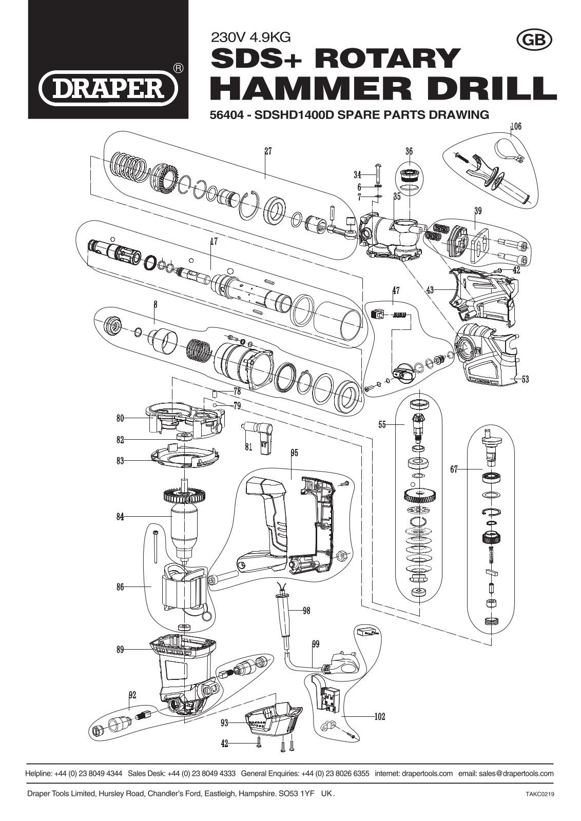 Draper Tools 56404 Parts Listing - ManualMachine.com