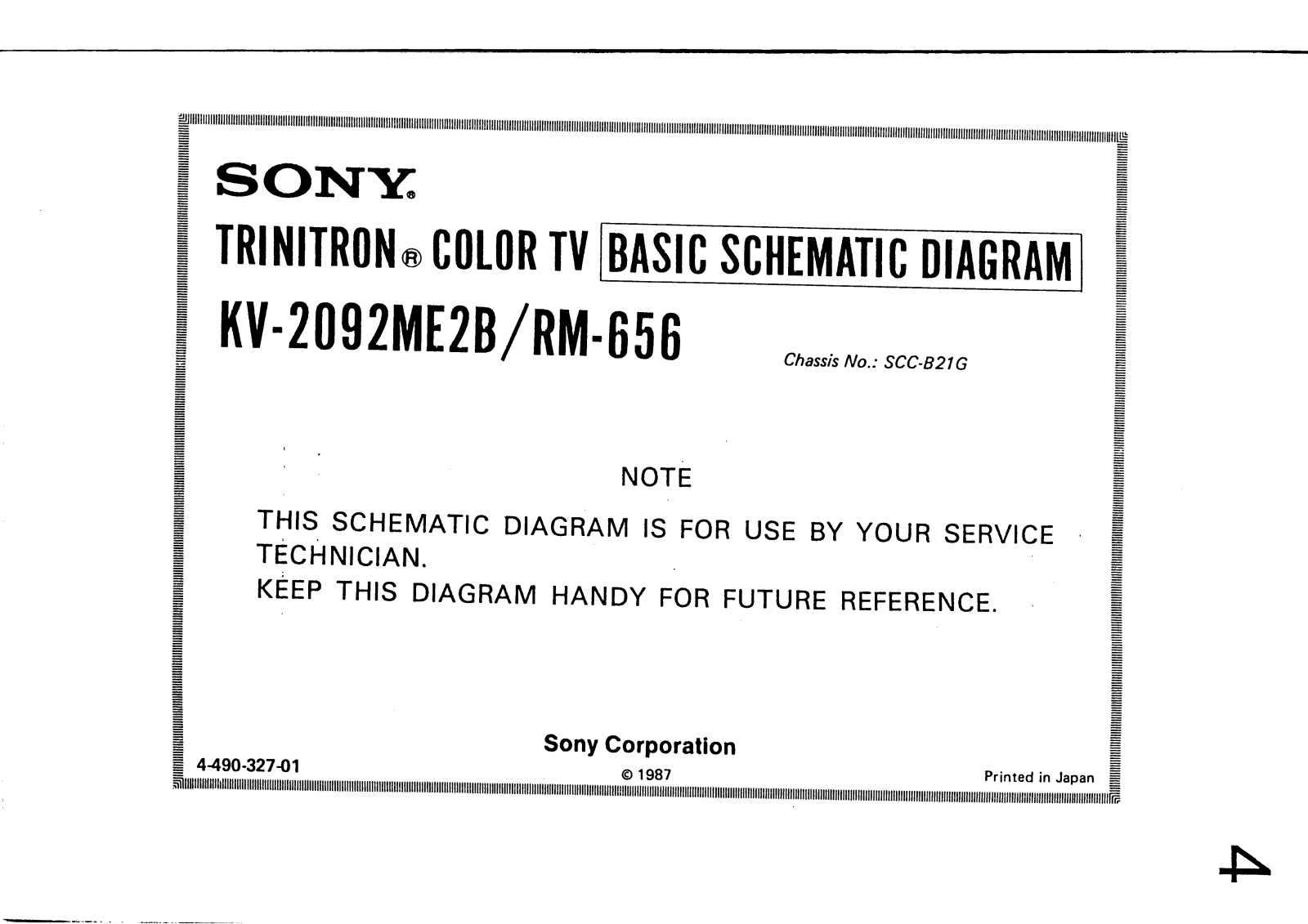 SONY KV-2092ME2B Service Manual