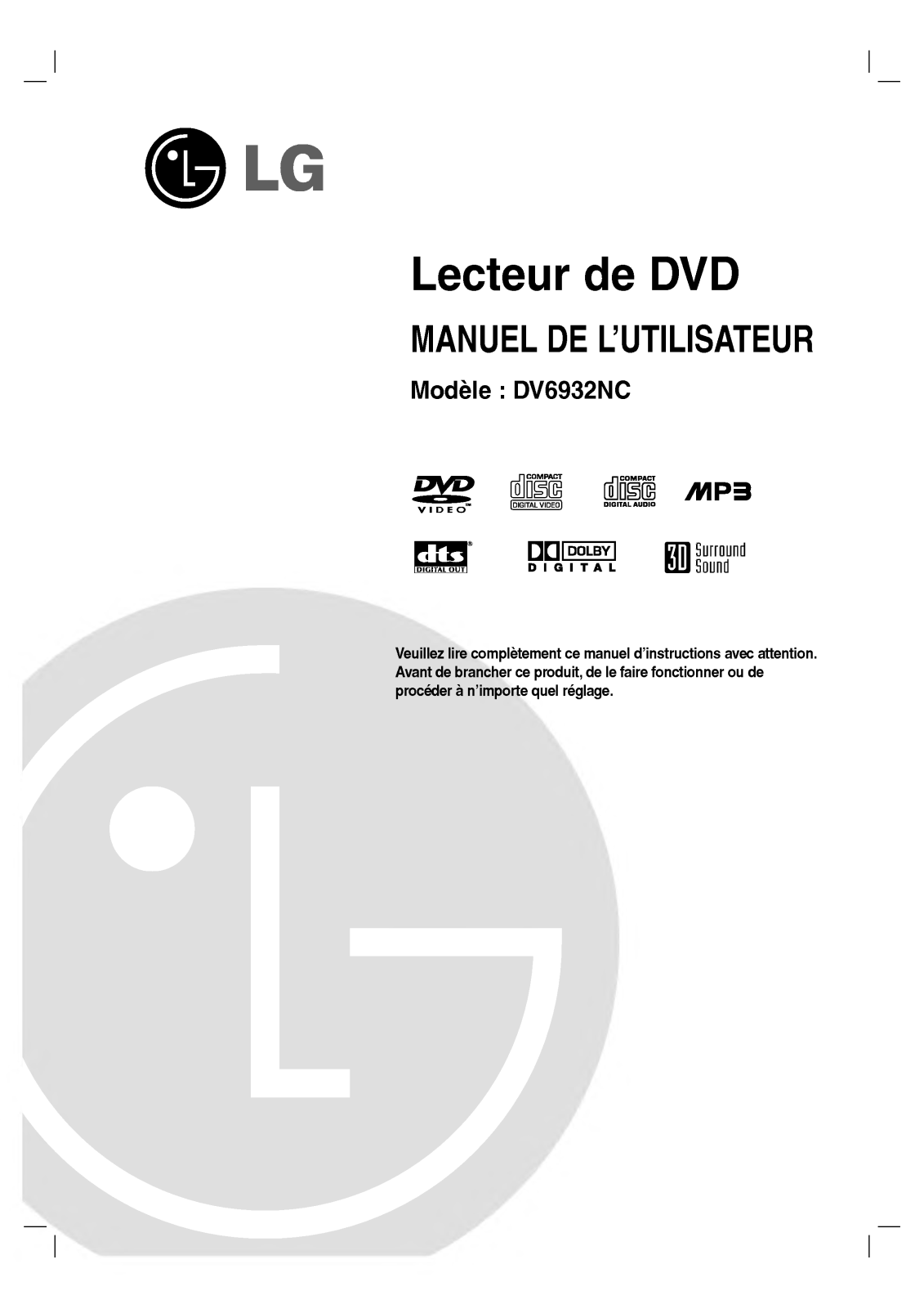 LG DV6932NC User Manual