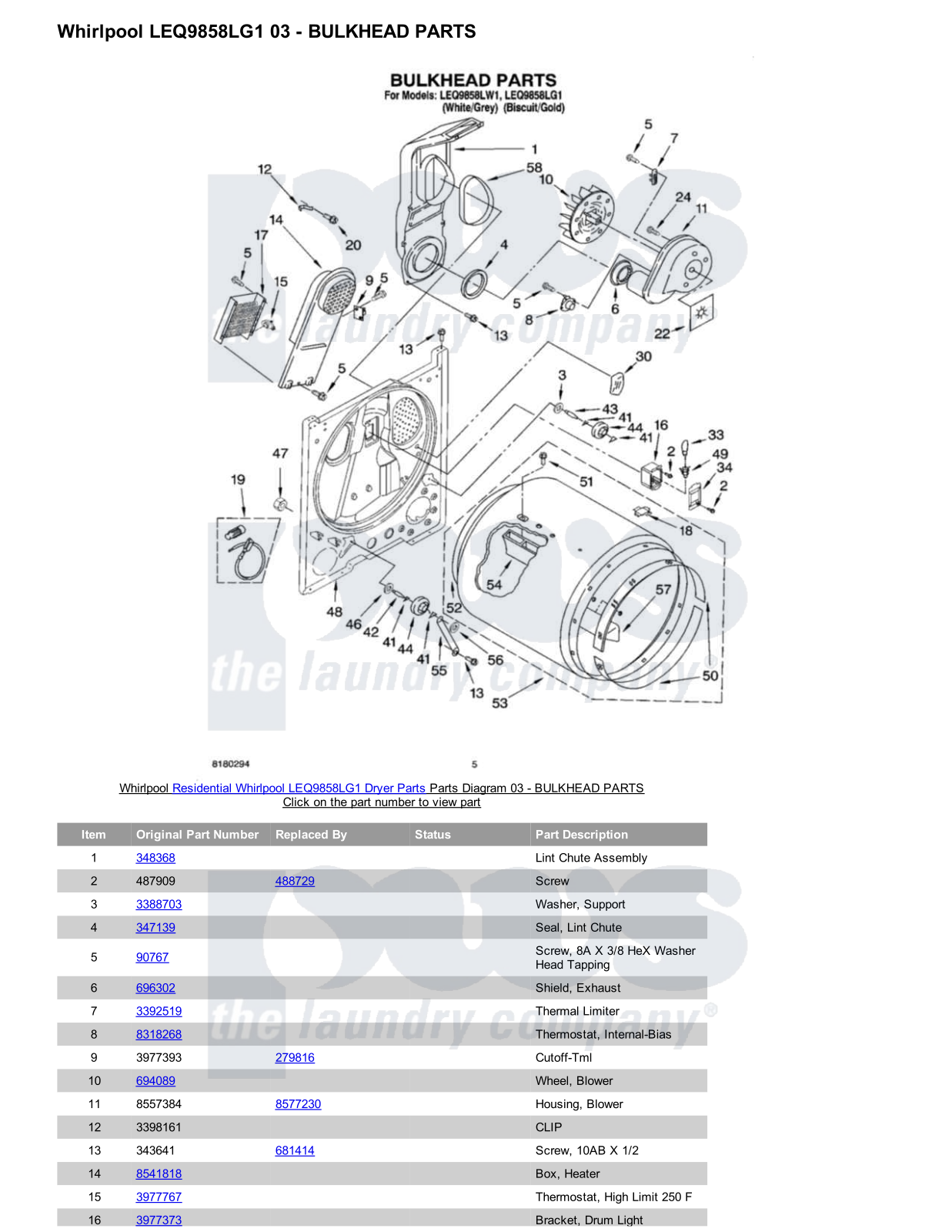 Whirlpool LEQ9858LG1 Parts Diagram