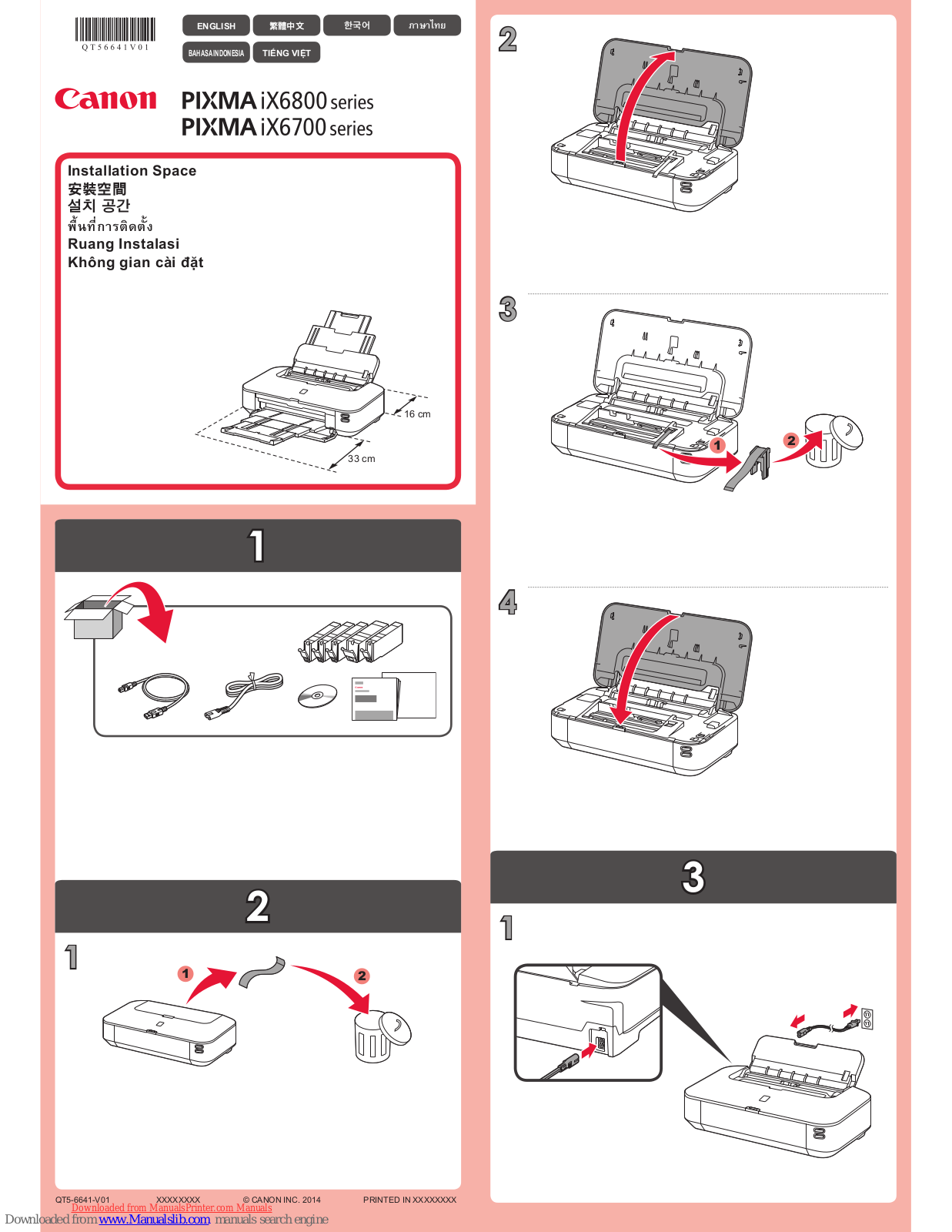 Canon pixma ix6800 series, pixma ix6700 series Installation Manual