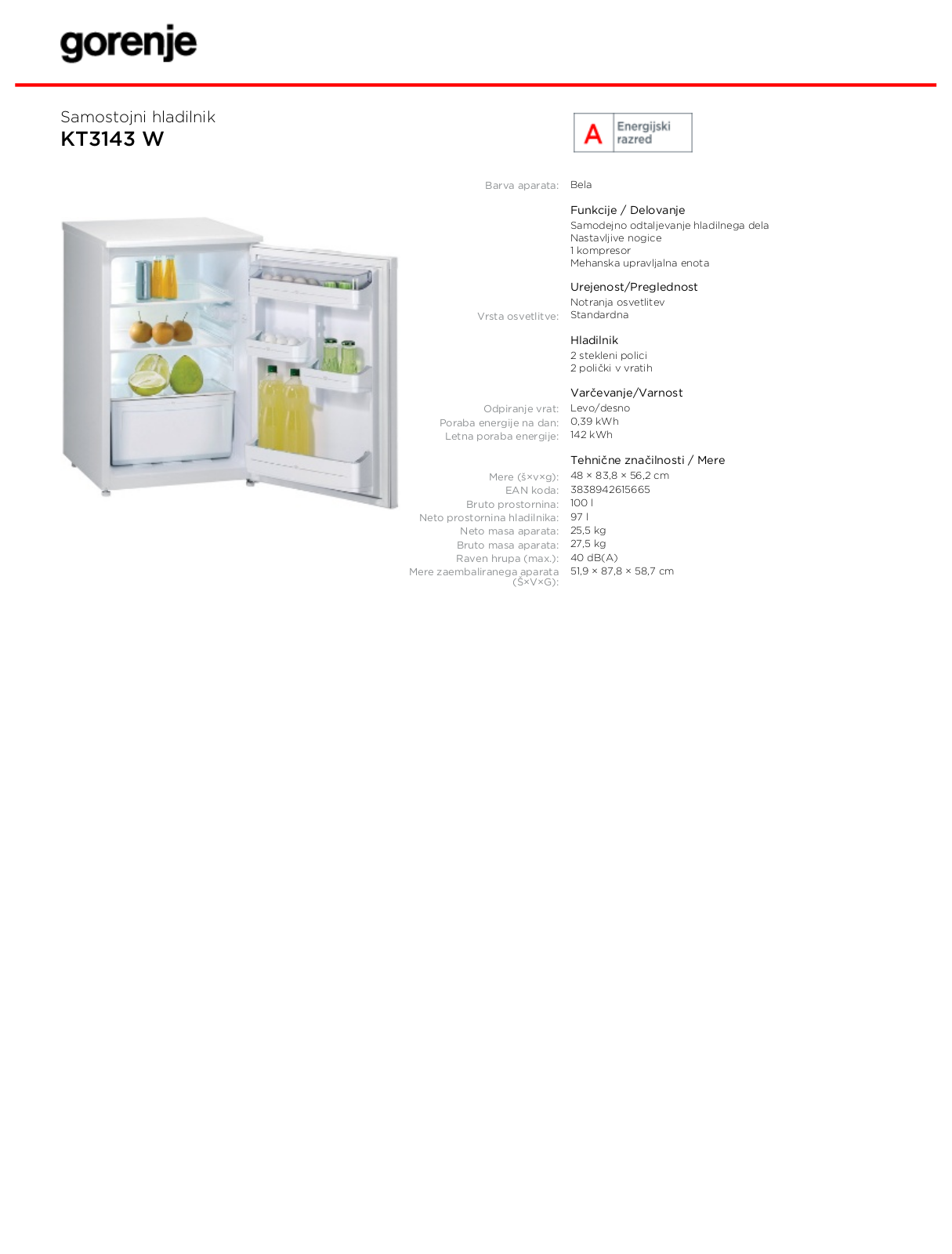 Gorenje KT3143 W BROCHURE