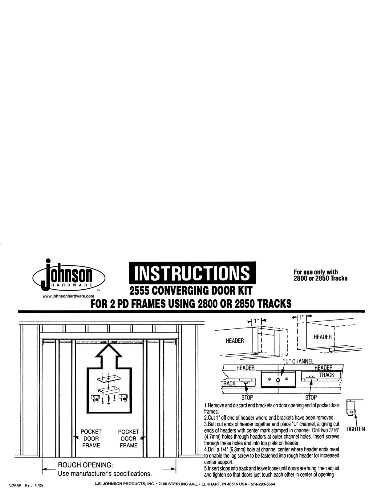 Johnson Hardware IN2555, 2555 User Manual