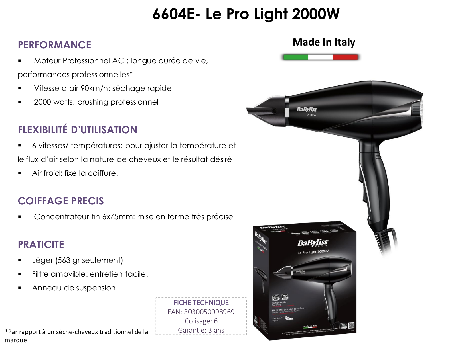 Babyliss 6604E product sheet