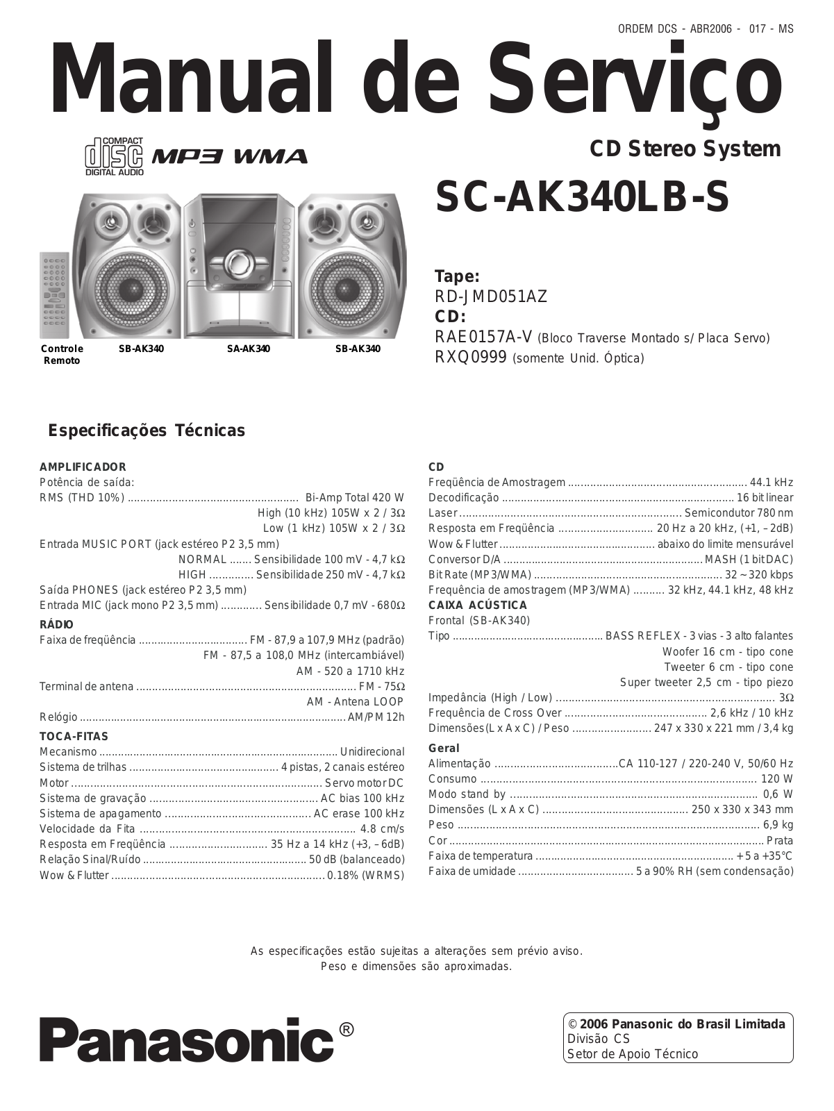 Panasoic SC AK340LB S Service Manual